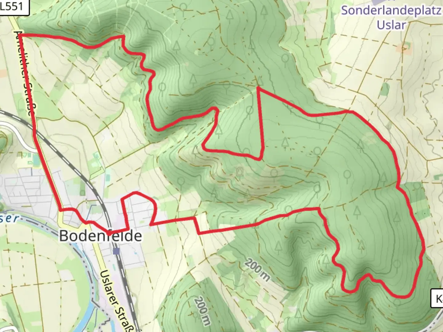 An image depicting the trail Bodenfelde and Dickerstein Loop and its surrounding area.
