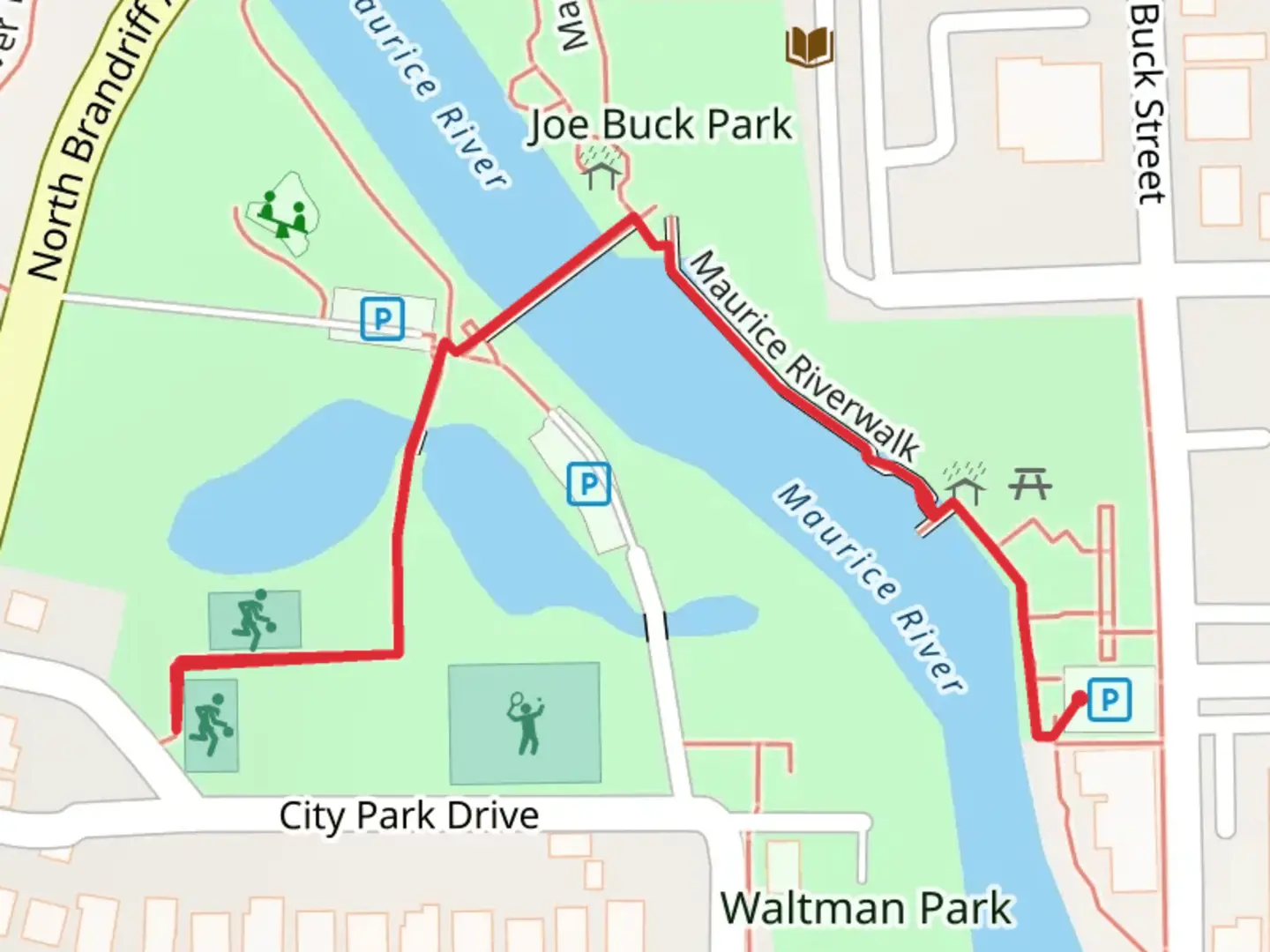 An image depicting the trail Joe Buck Park Walk and its surrounding area.
