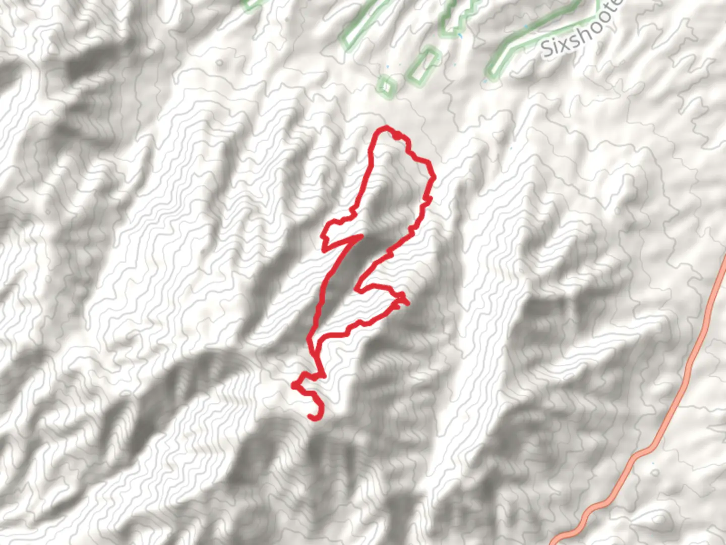 An image depicting the trail Six Shooter Trail, Pinal Mountain and Telephone Trail Loop and its surrounding area.