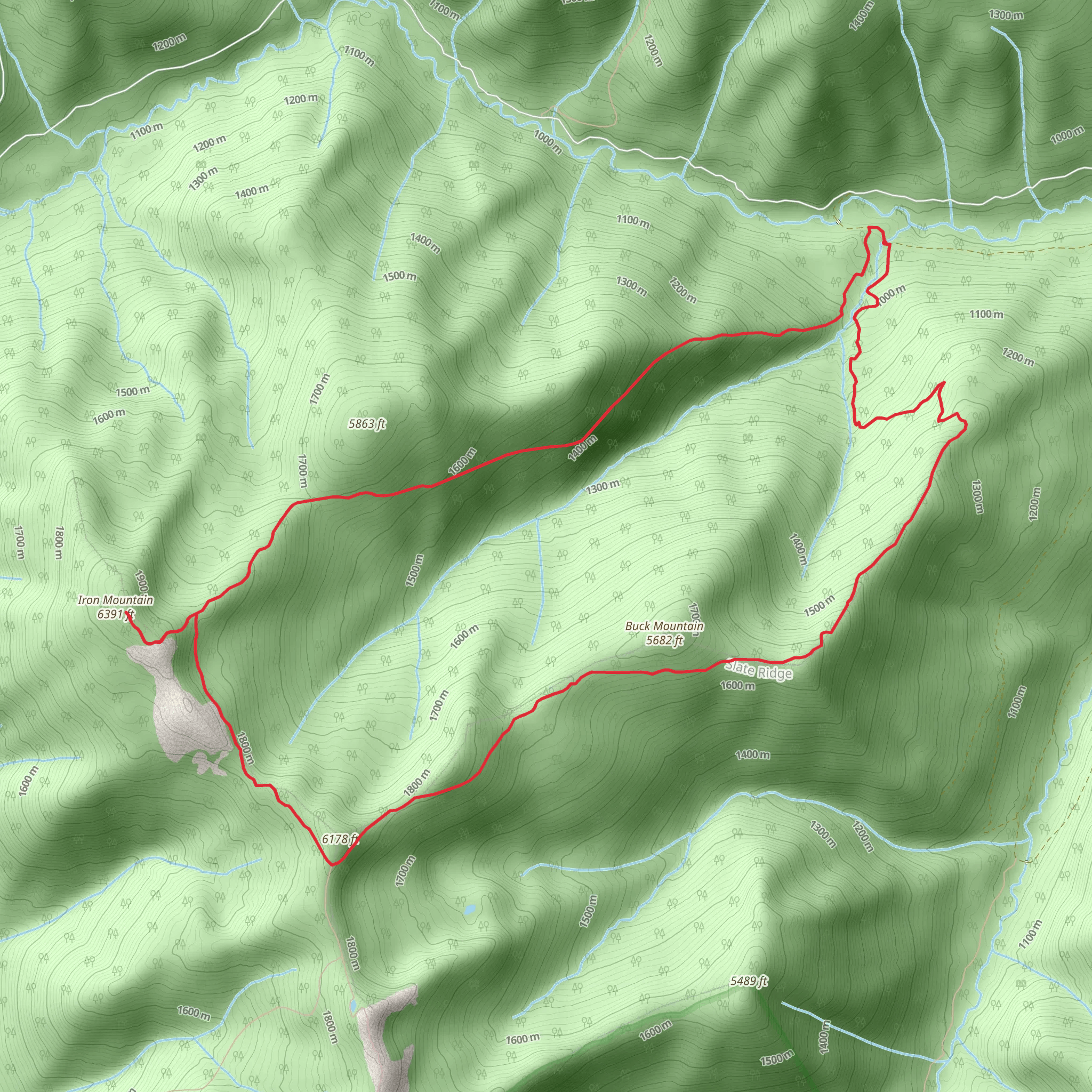 Middle Fork Boulder, Iron Mountain and Buck Mountain Loop mobile static map