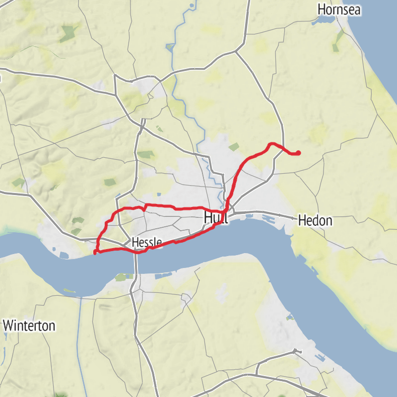 A map preview of the recording East Riding of Yorkshire Cycling.