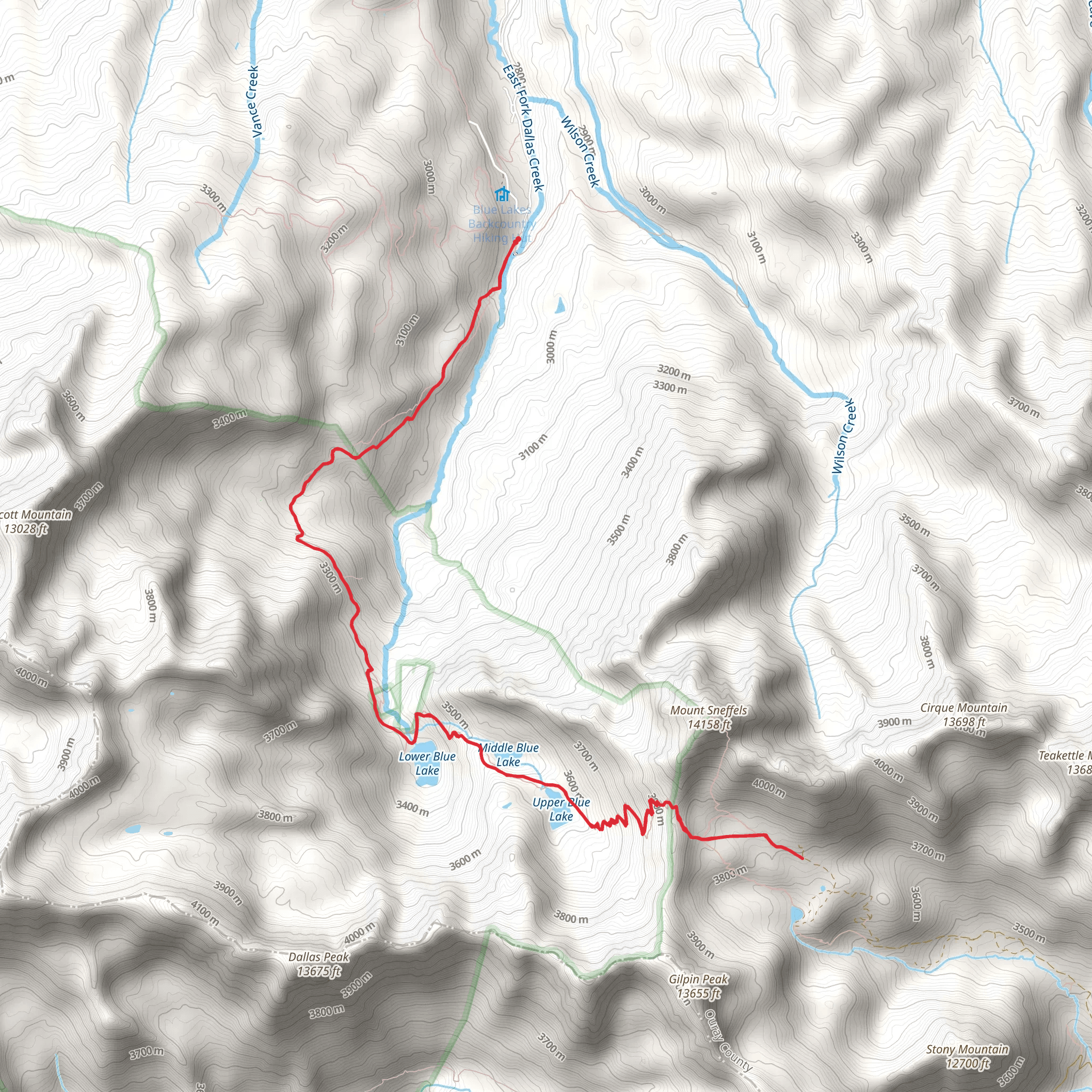 Blue Lakes Trail mobile static map
