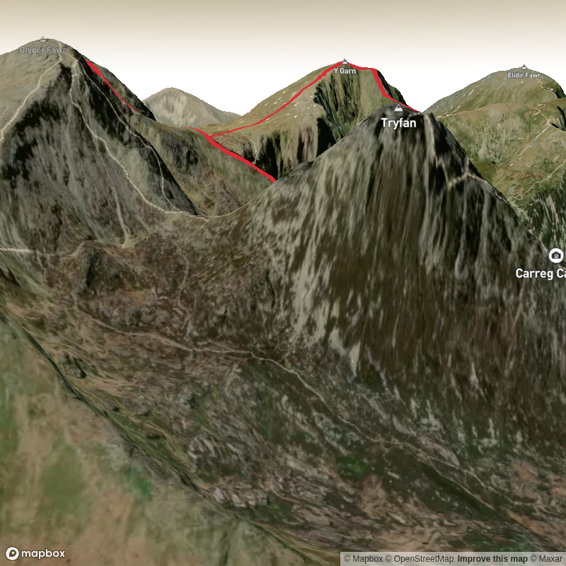 Y Garn and The Glyders via Y Gribin Ridge