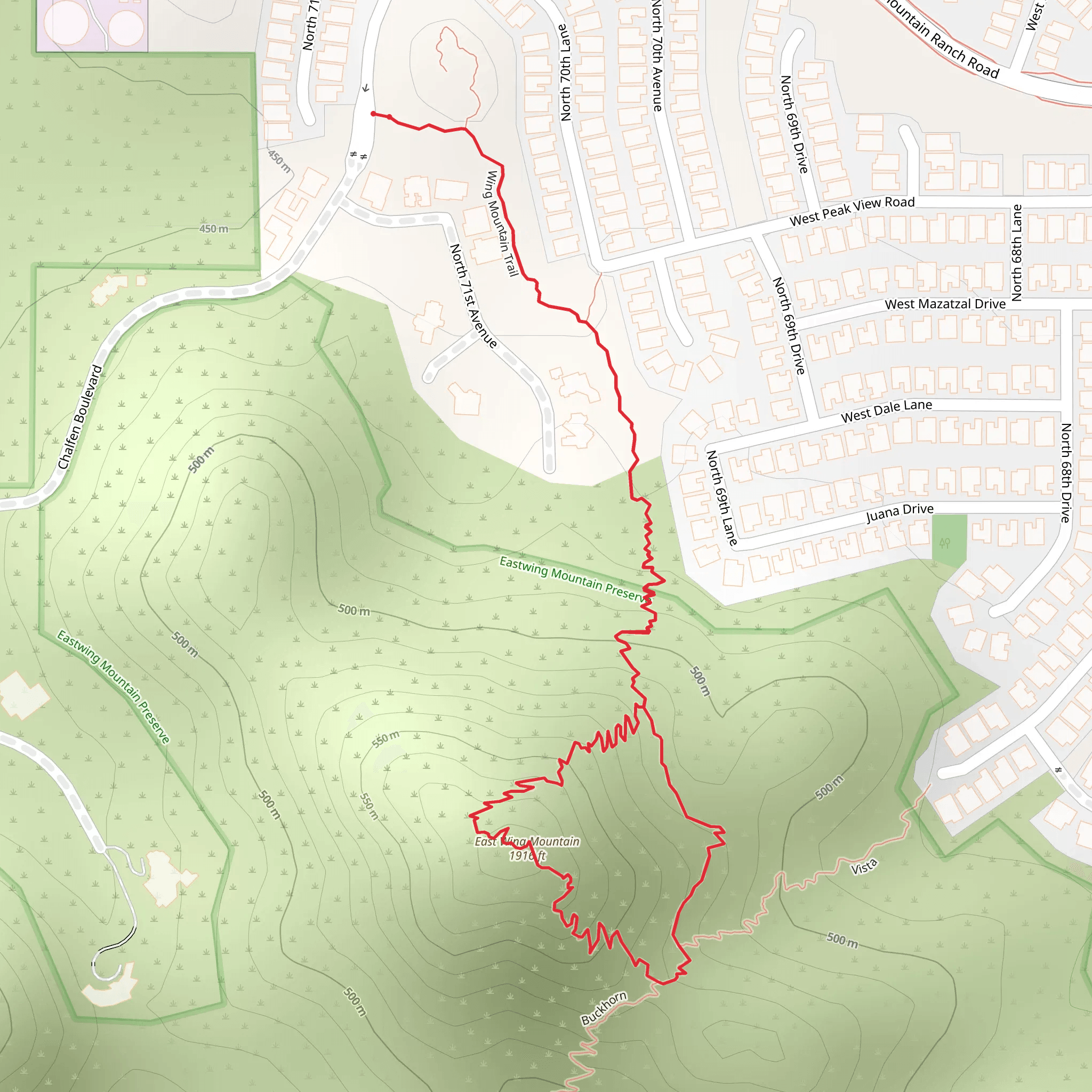 East Wing Mountain Loop Trail mobile static map