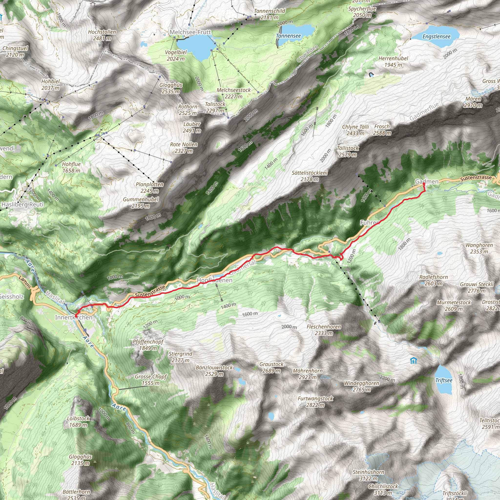 Gadmen to Innertkirchen mobile static map