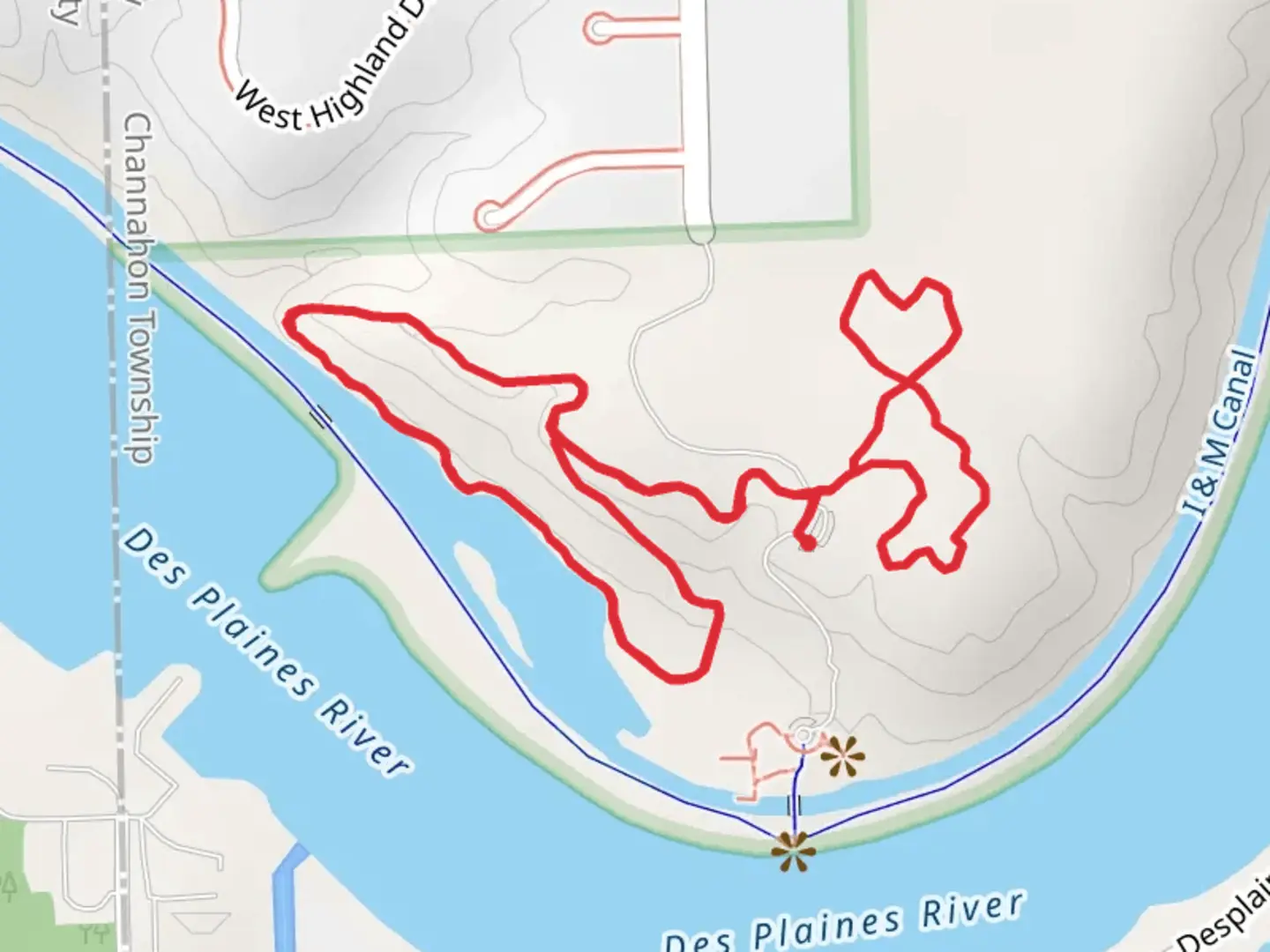 An image depicting the trail Trail of the Old Oaks and Upland Loop Trail and its surrounding area.