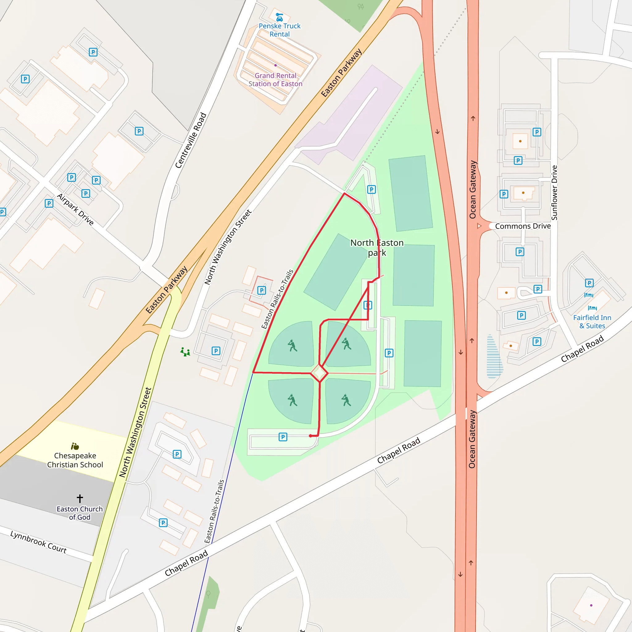 Easton Rails-to-Trails Loop mobile static map