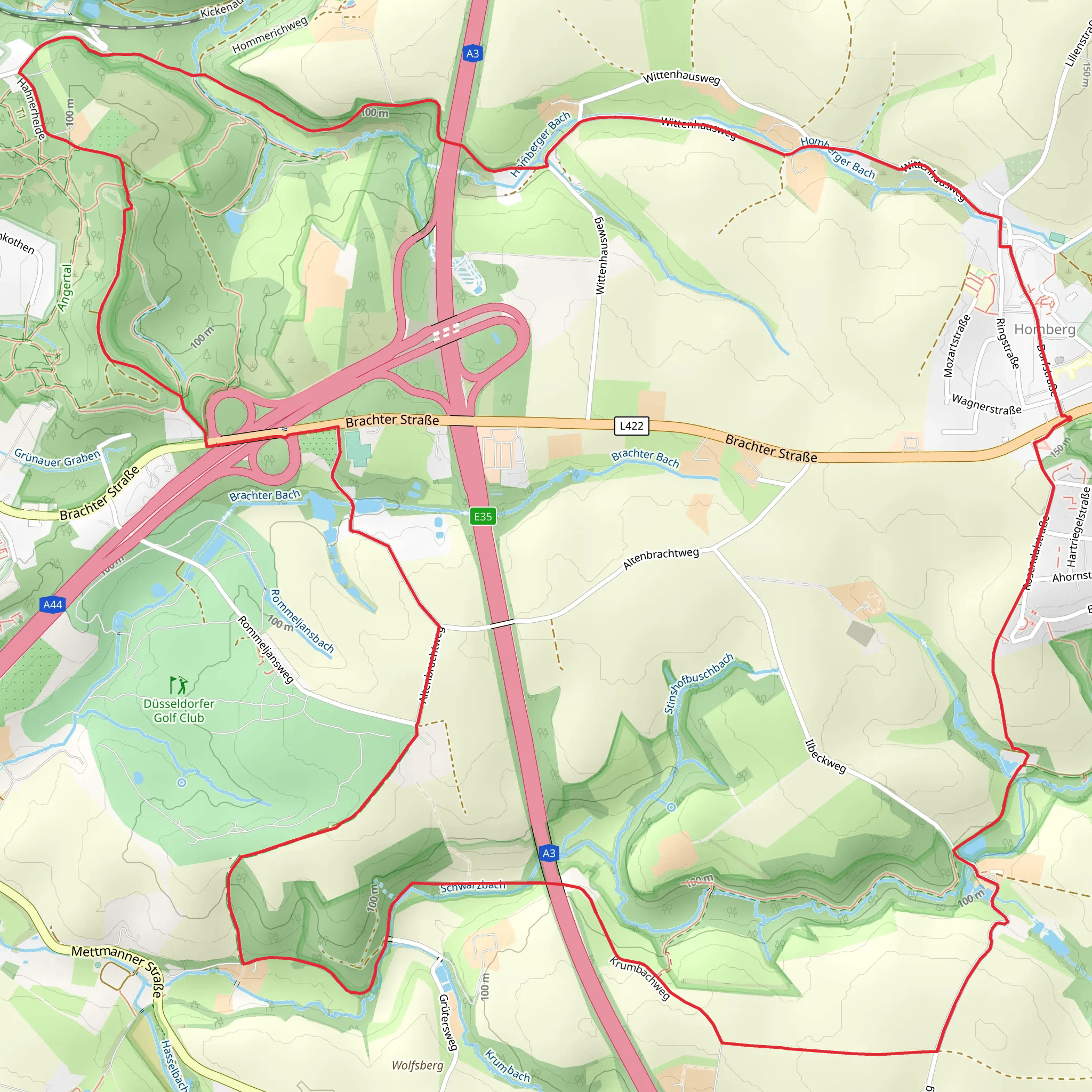 Steinkothen Rundweg and Ratingen Aue Rundweg Loop mobile static map