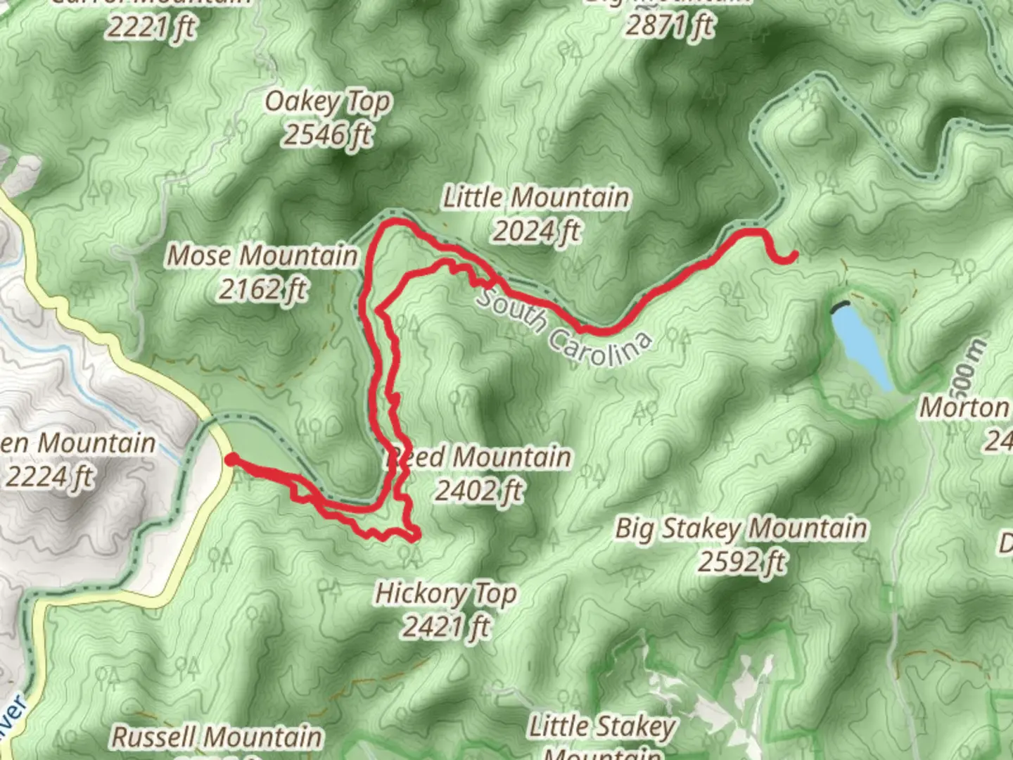 An image depicting the trail Lick Log Creek via Chattooga River Trail and its surrounding area.