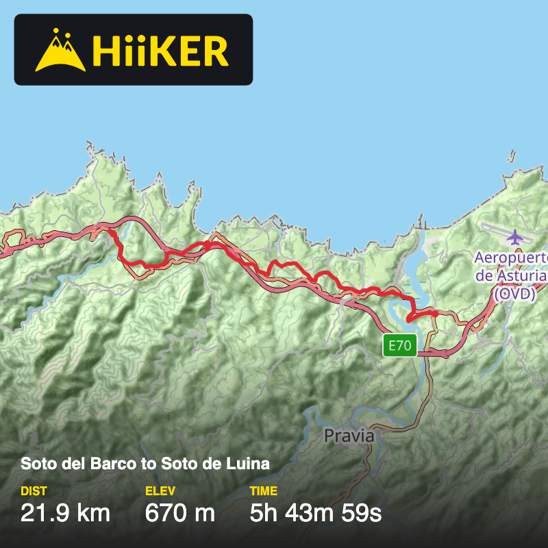 A map preview of the recording Soto del Barco to Soto de Luina.