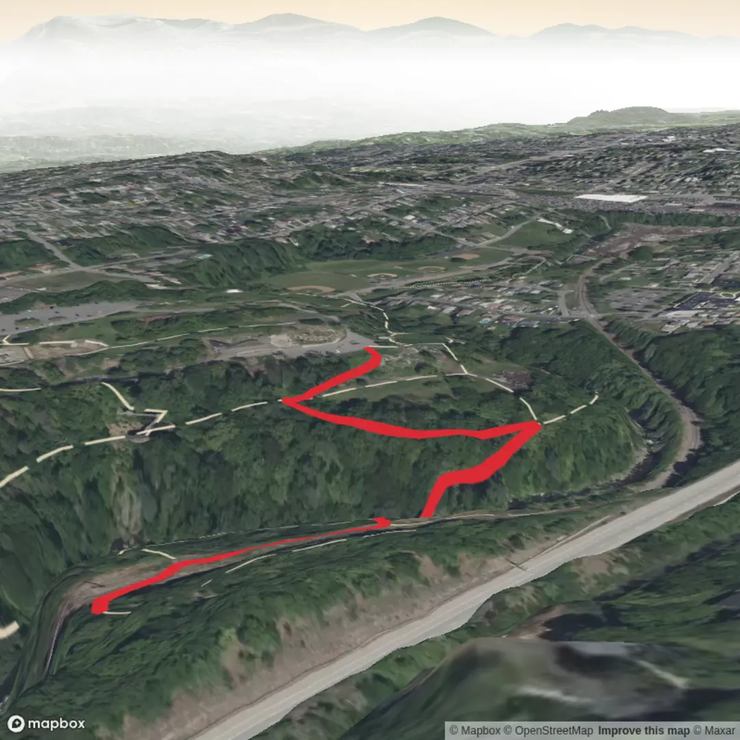 An image depicting the trail Nay Aug Falls and its surrounding area.