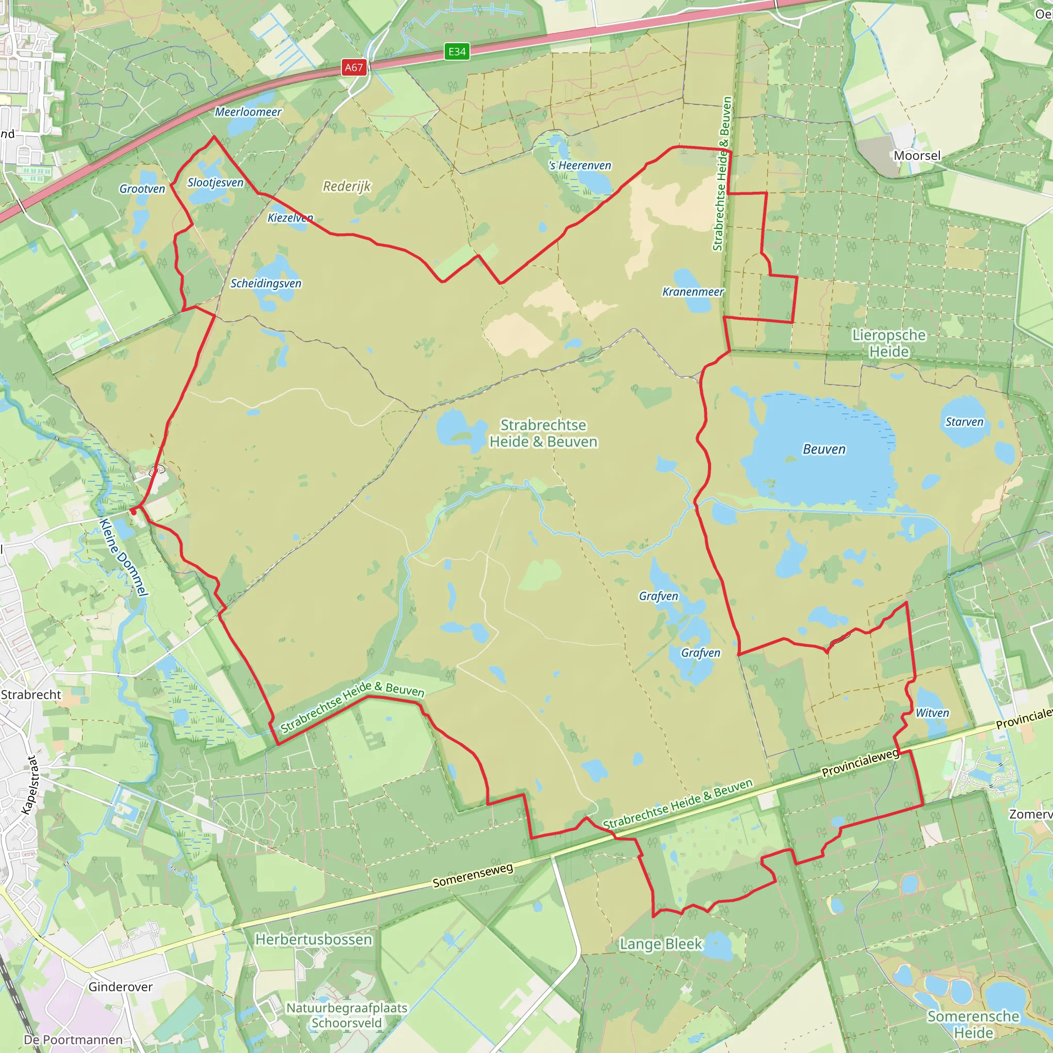 Somerensche, Lieropsche and Strabrechtsche Heide Loop mobile static map