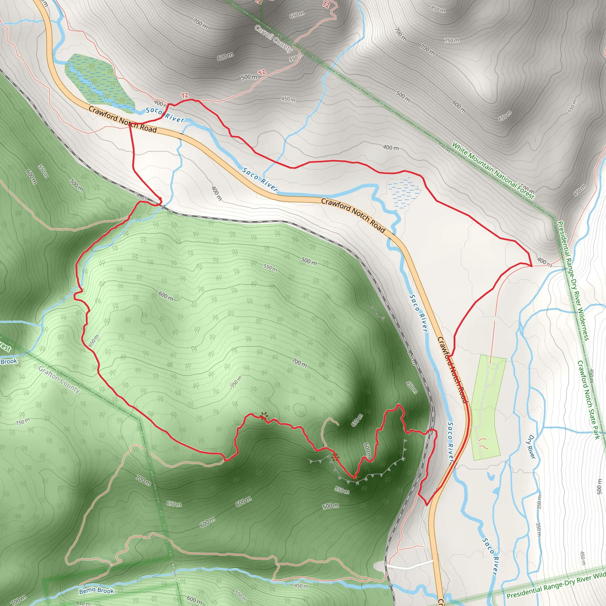 Arethusa-Ripley Falls and Frankenstein Cliff Loop Trail mobile static map