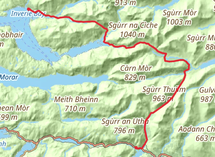 Glenfinnan to inverie via bothies mobile static map