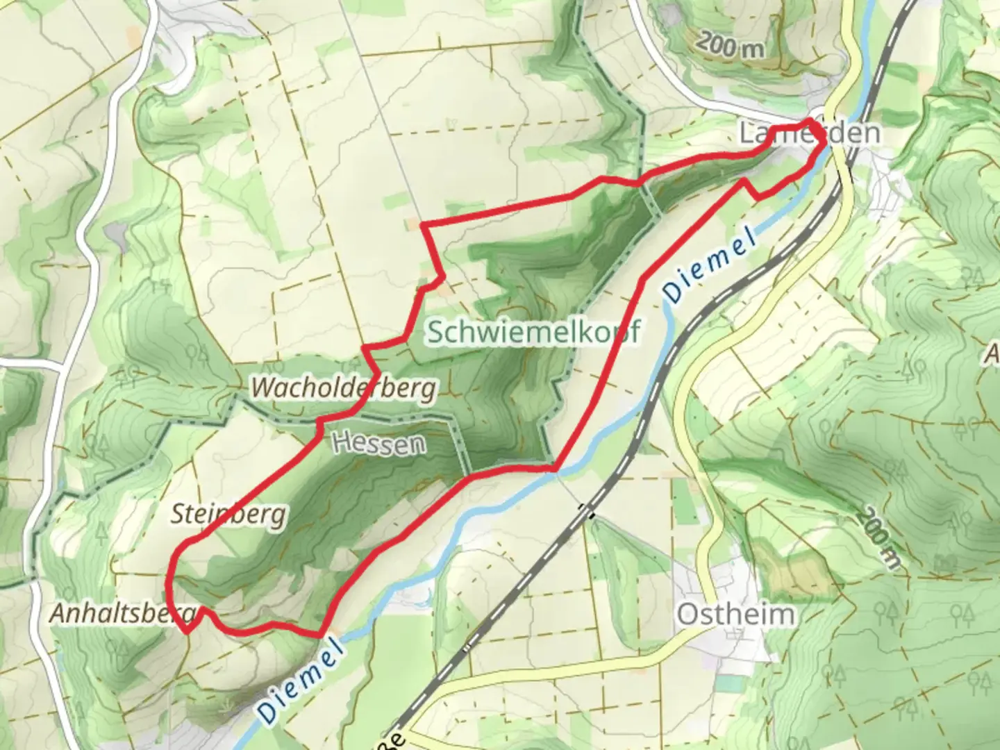 An image depicting the trail Liebenau Rundweg Round and its surrounding area.