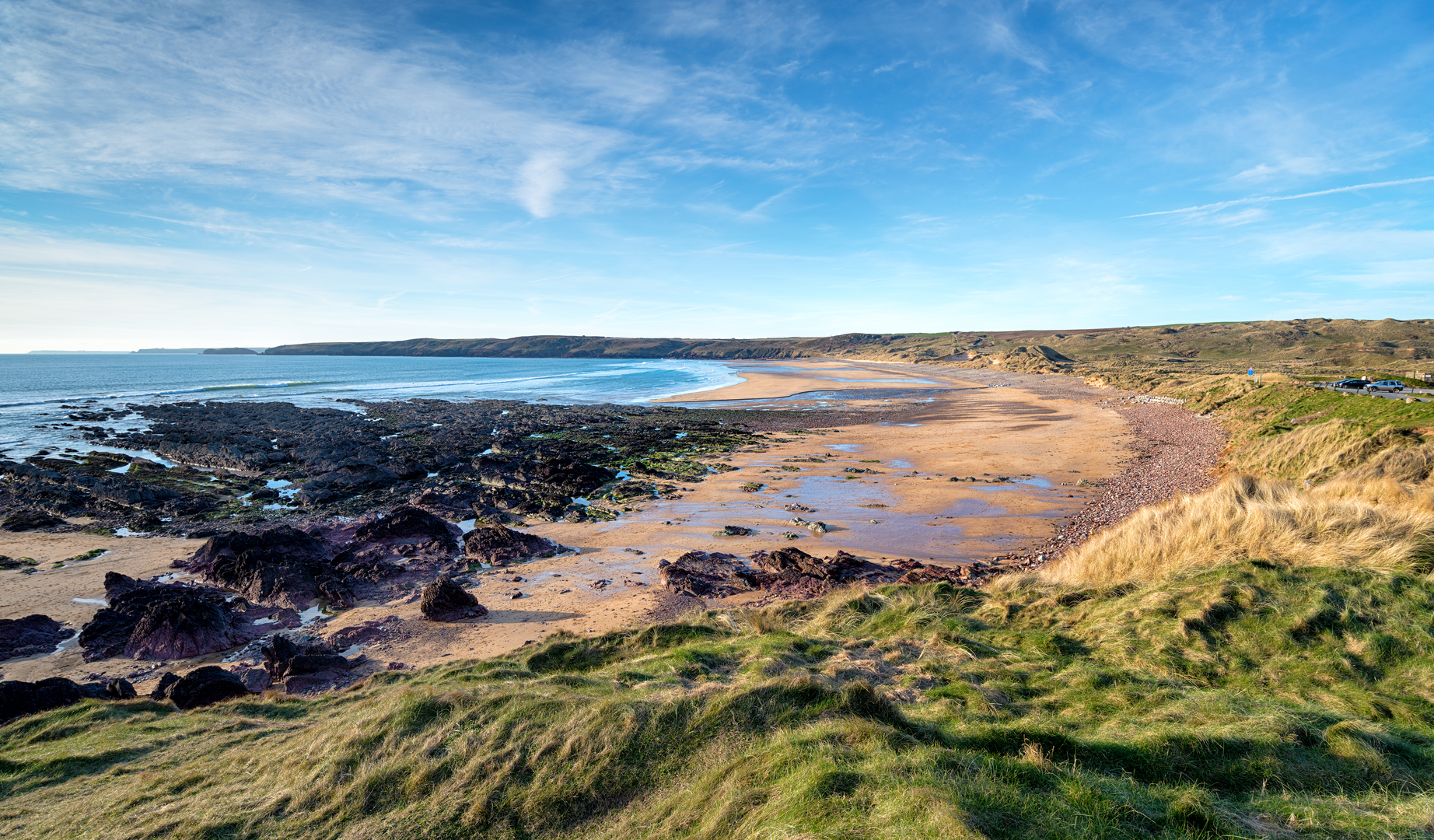 An image depicting the trail Freshwater West and Angle and its surrounding area.