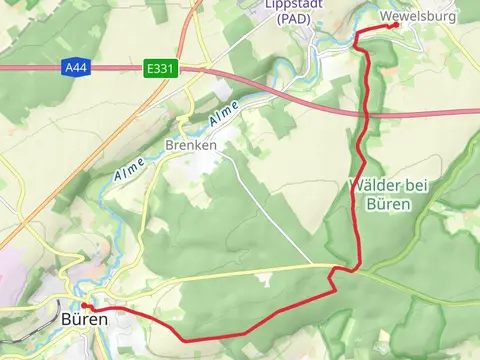 Bueren to Wewelsburg via Westfalen Wanderweg