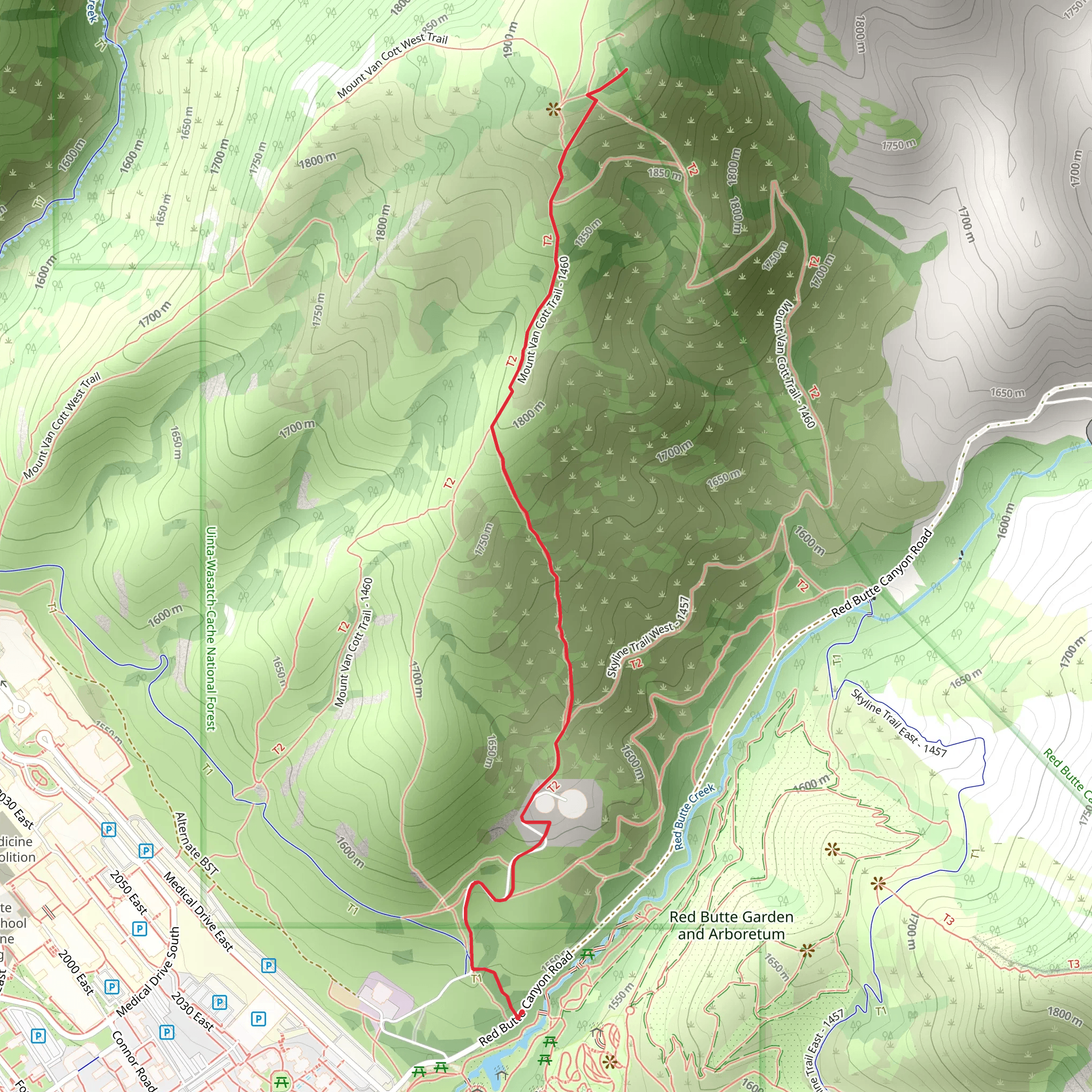 Skyline Trail West and Mount Van Cott mobile static map