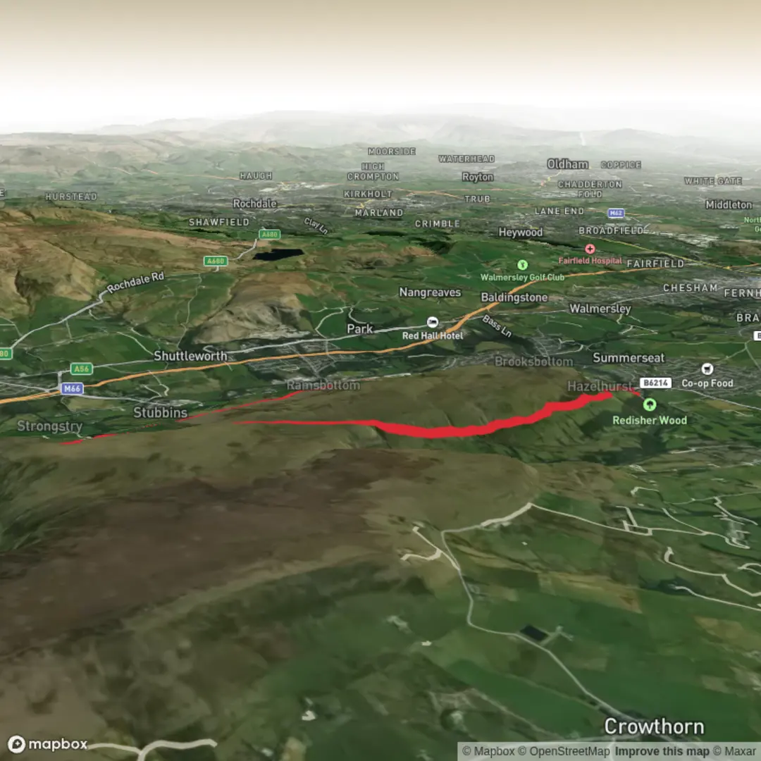 An image depicting the trail Round Peel Tower - Jul 18 and its surrounding area.
