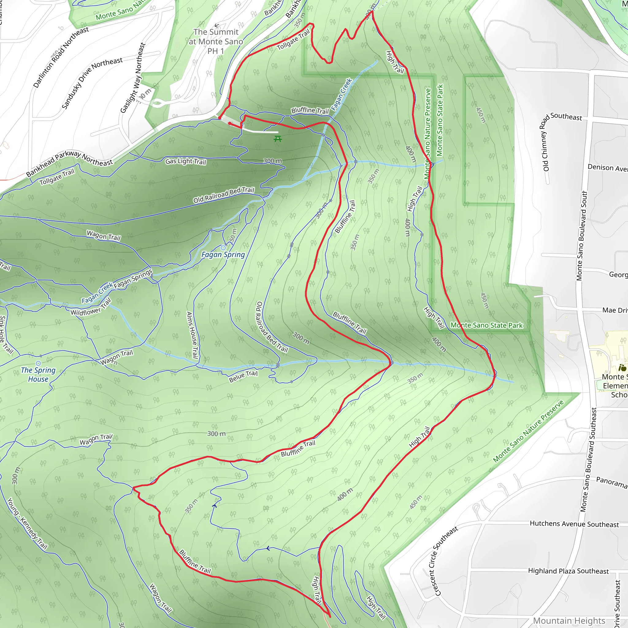 Bluffline, High and Tollgate Loop Trail mobile static map
