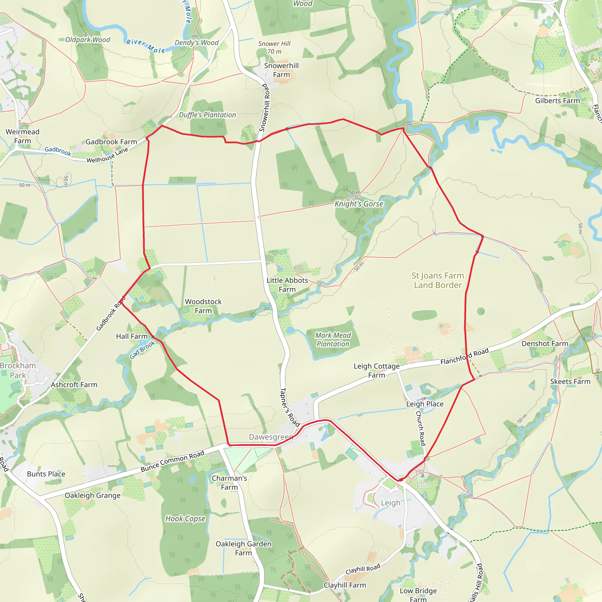 Dawesgreen Circular Walk mobile static map