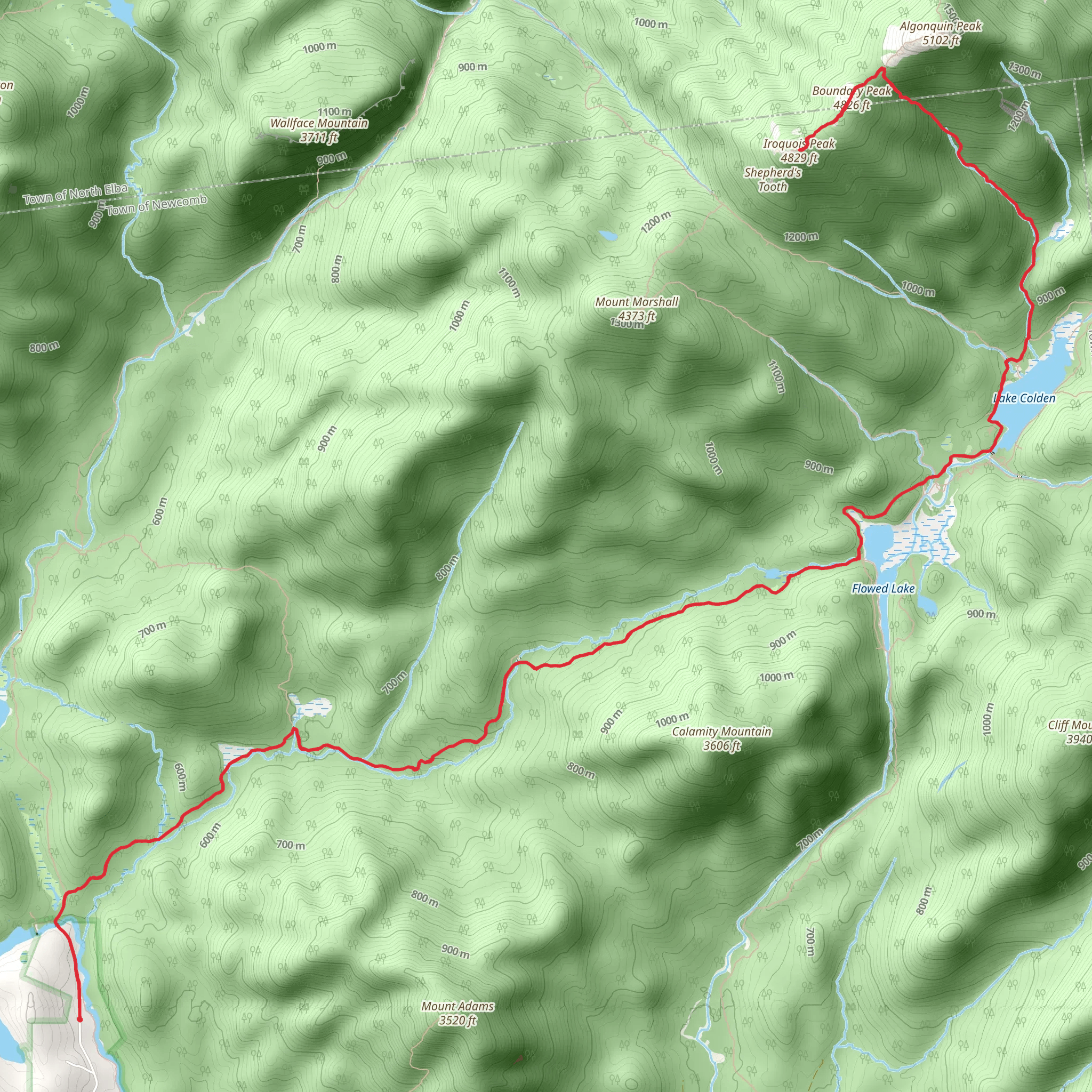 Iroquois Peak, Lake Colden and Calamity Pond Trail via Adirondac mobile static map