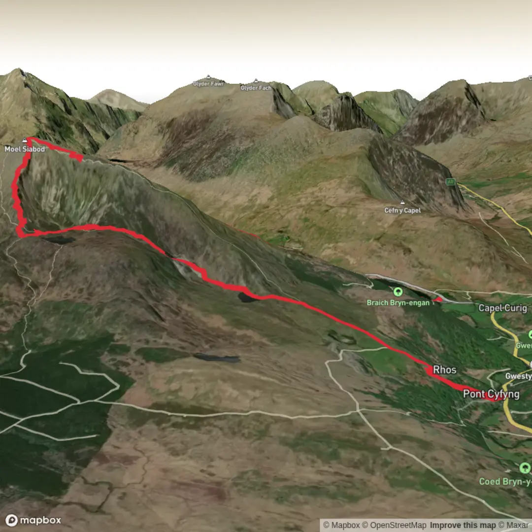An image depicting the trail Maol Siabod and its surrounding area.
