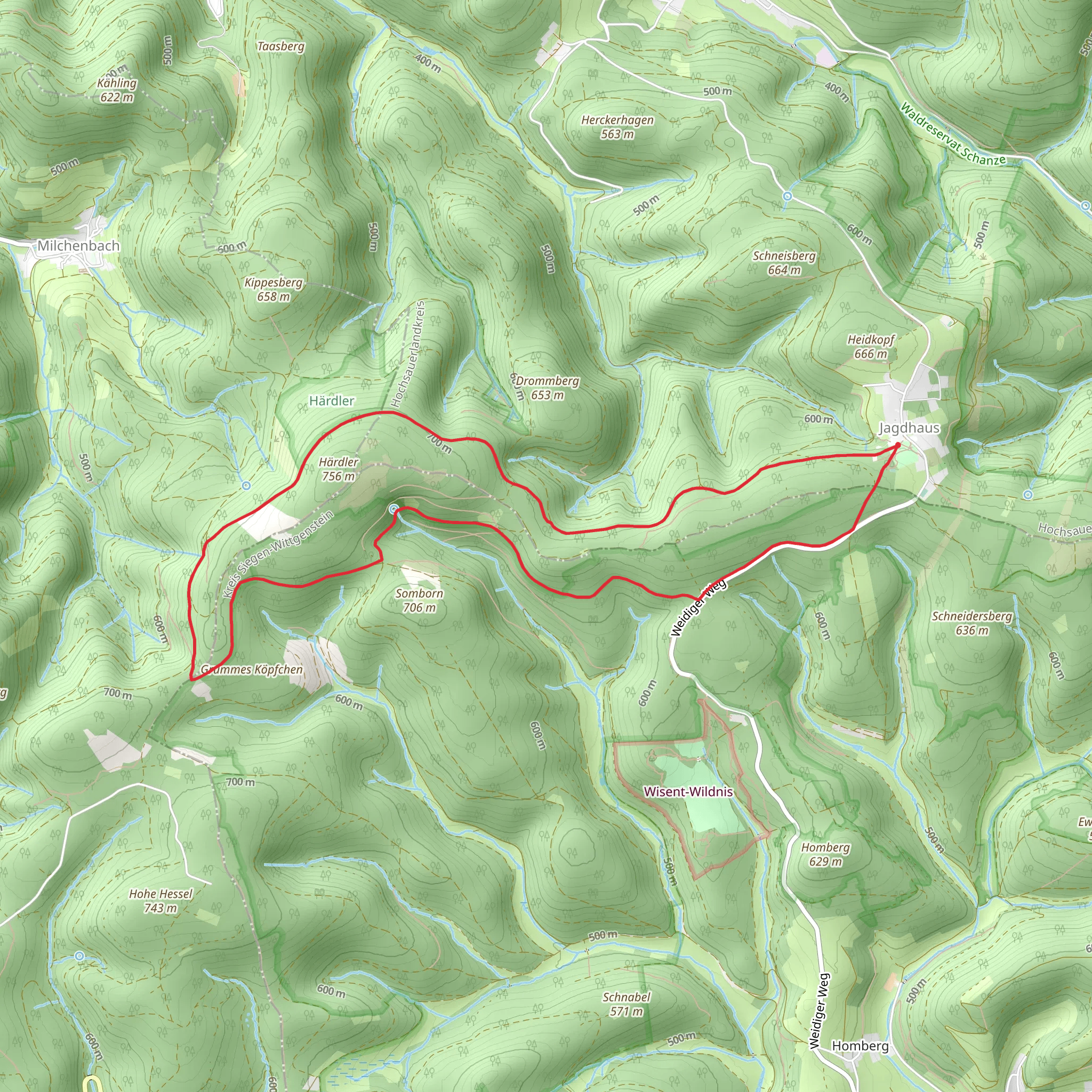 Fleckenberg Rundweg and Rothaarsteig Loop mobile static map
