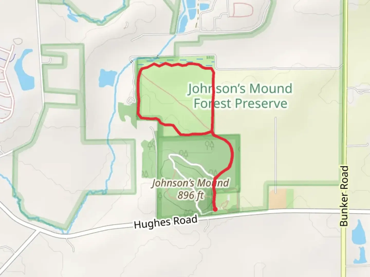 An image depicting the trail North Loop via N-S Connector Trail and its surrounding area.