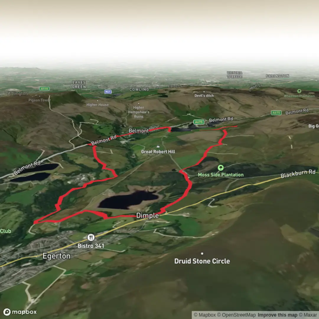 An image depicting the trail Belmont, Longworth Clough and Hole Bottom Loop and its surrounding area.