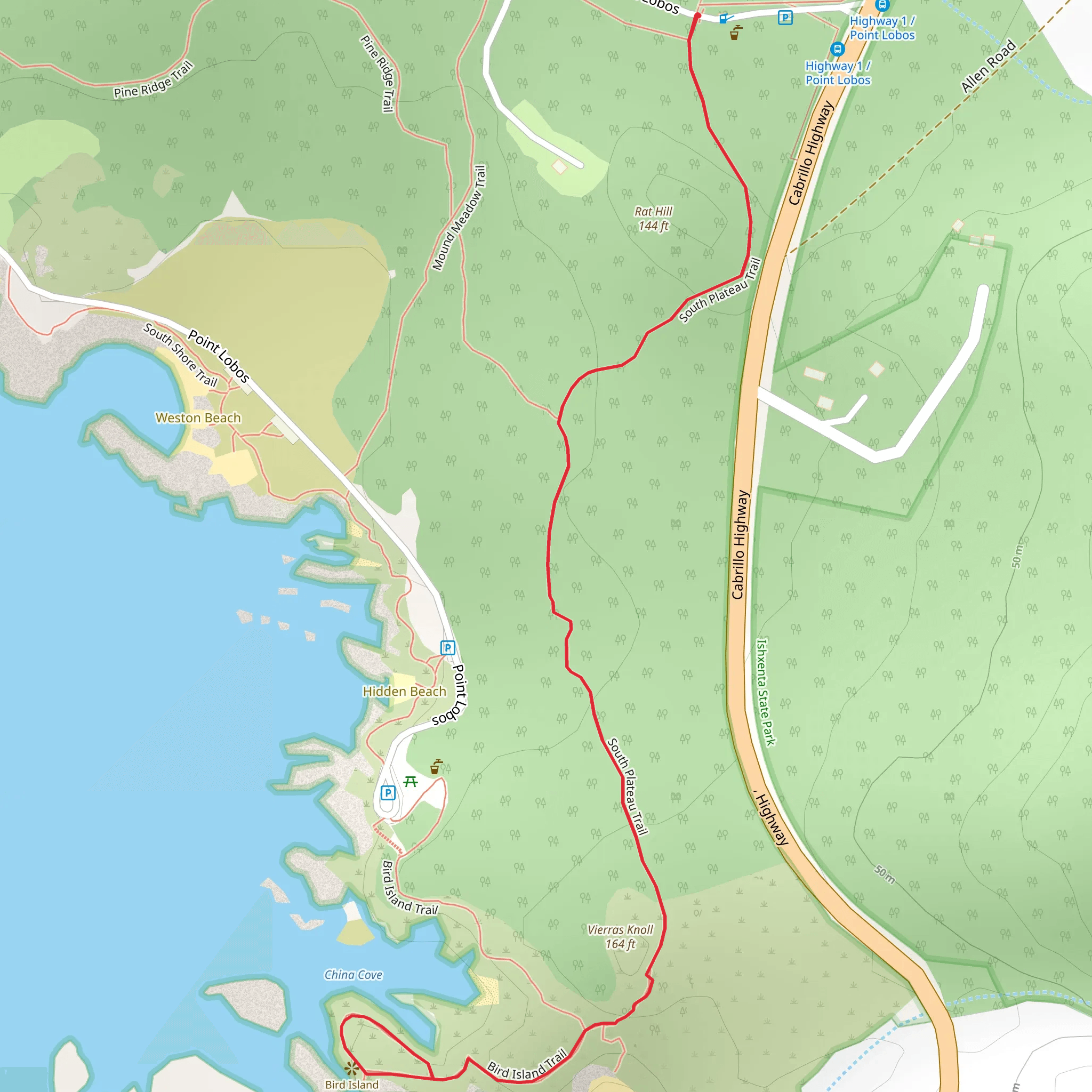 Vierras Knoll via South Plateau Trail mobile static map