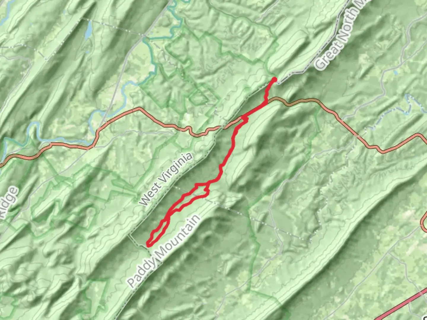 An image depicting the trail Vance's Cove Loop via Cold Spring Gap and its surrounding area.