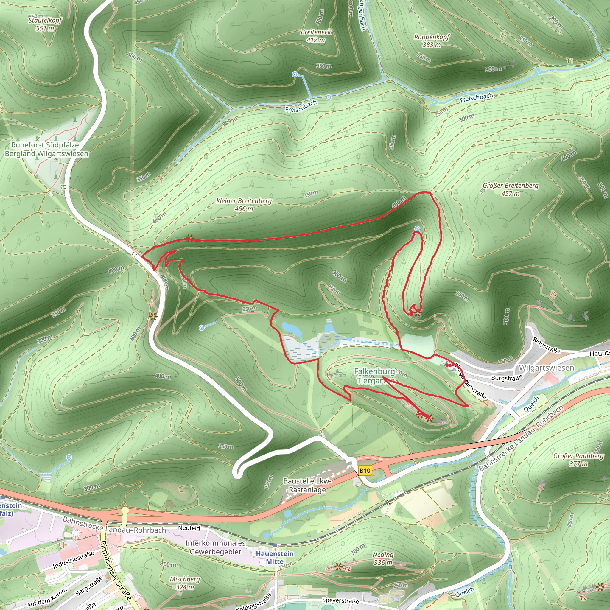 Bergfried and Wasgaublick Loop via Rundweg Wilgartswiewen mobile static map