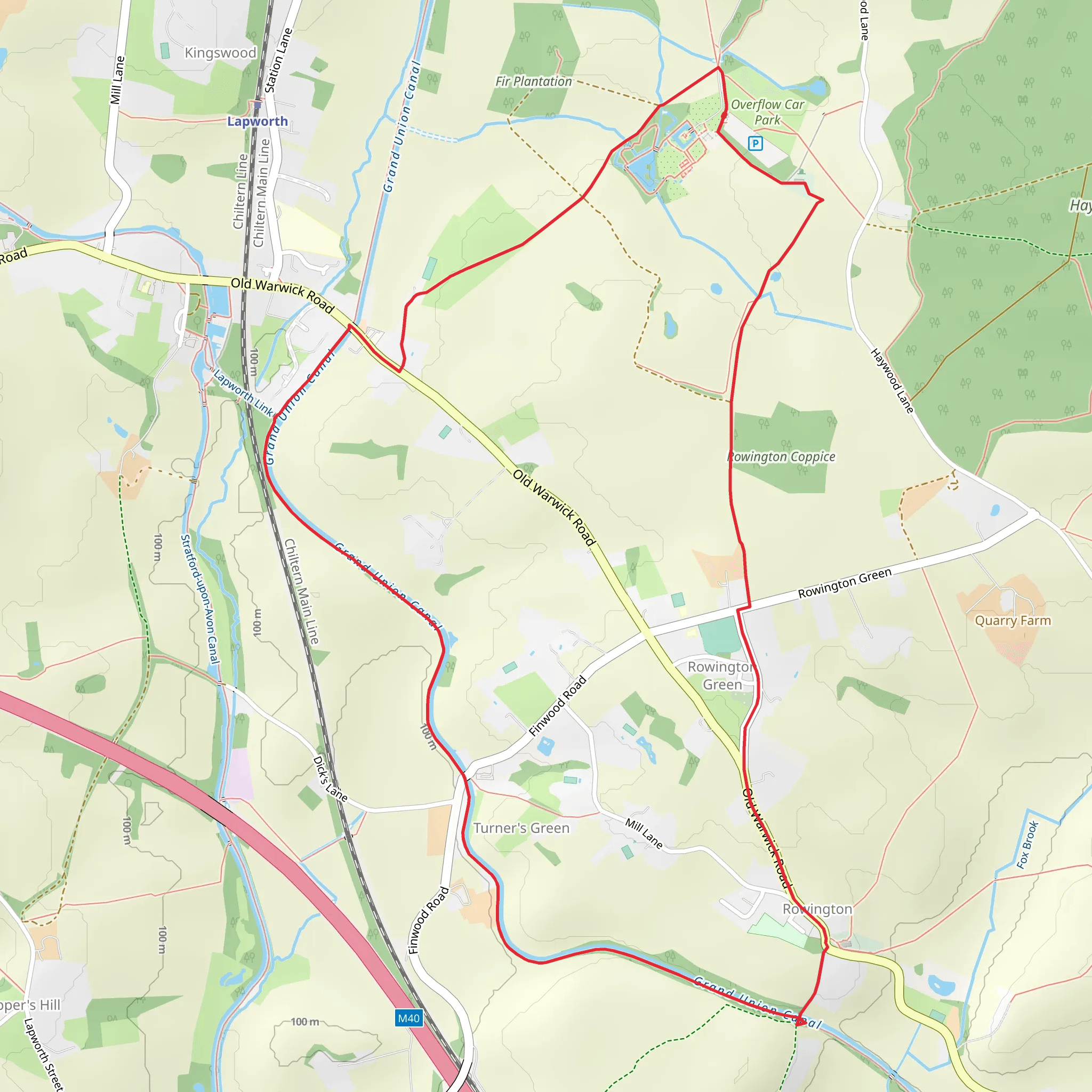 Grand Union Canal Path and E2 Hiking Trail Birmingham Loop mobile static map