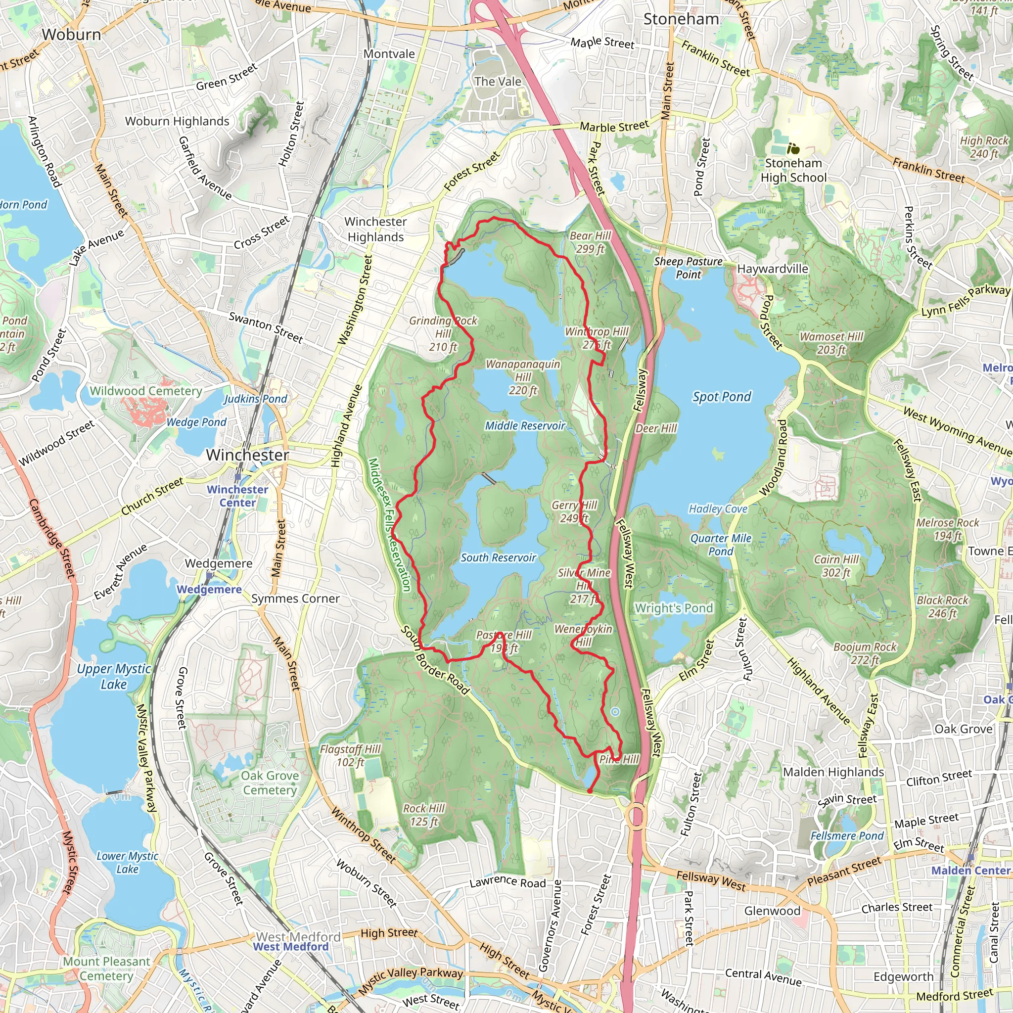 Pasture Hill, PGarry Hill and Taylor Mountain Loop via North and South Reservoir mobile static map