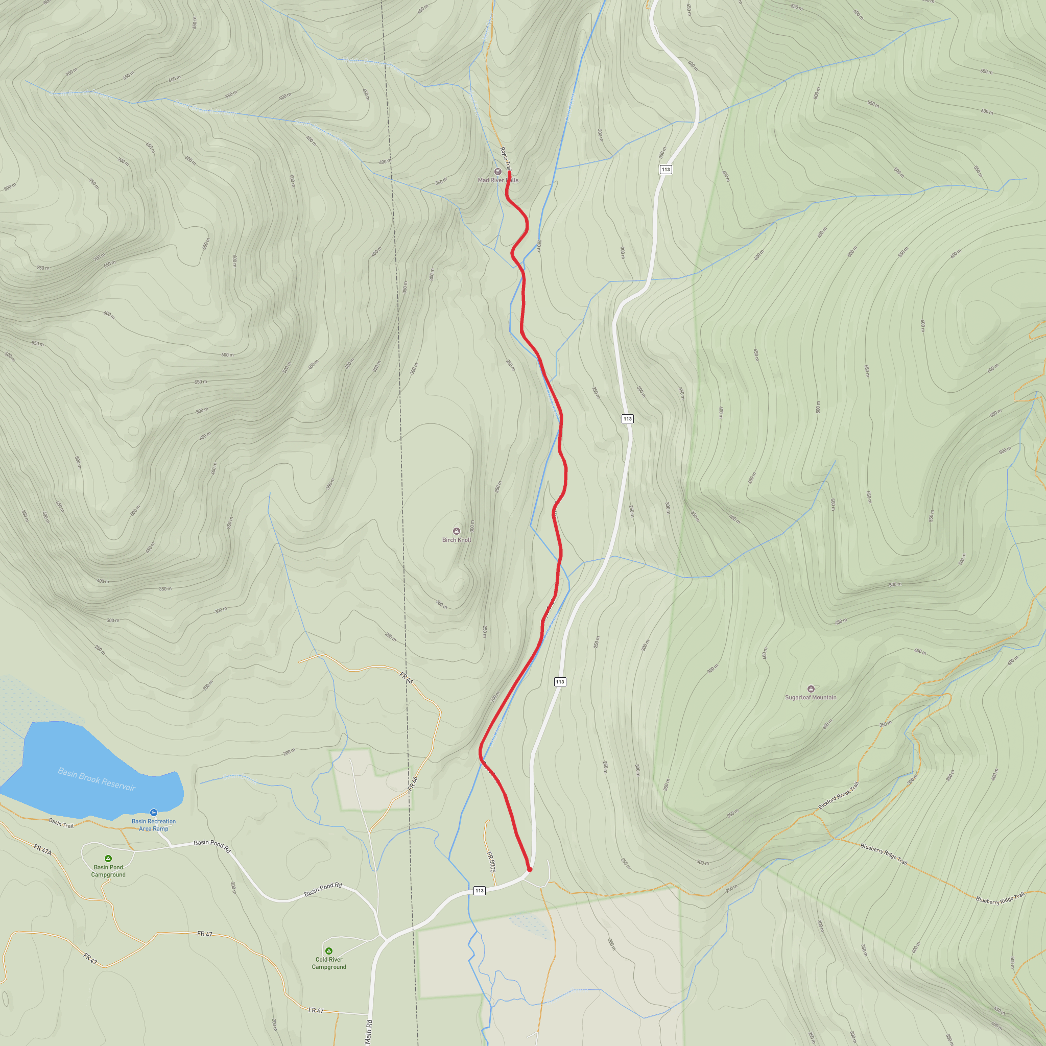 Mad River Falls via Royce Trail mobile static map