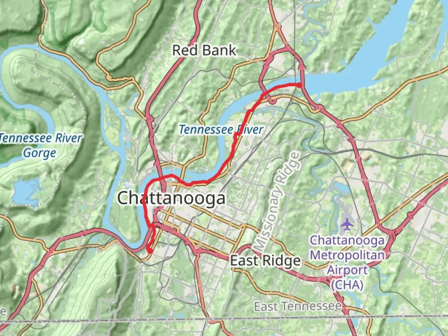 An image depicting the trail Tennessee Riverwalk and its surrounding area.
