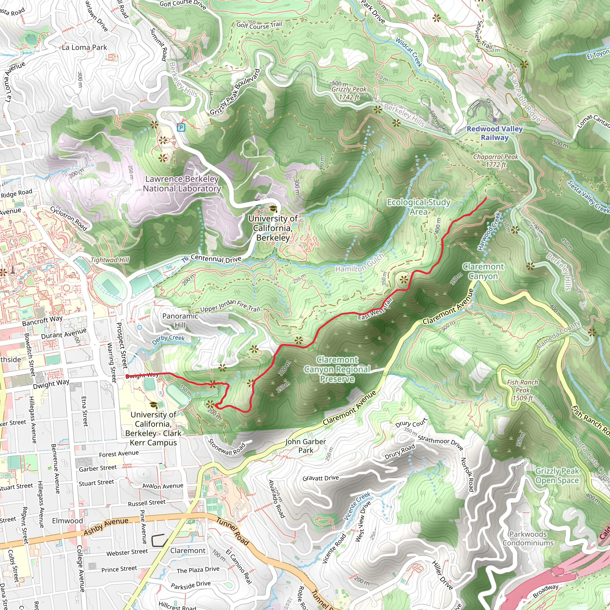 Spiral Knob via Clark Kerr Trail mobile static map