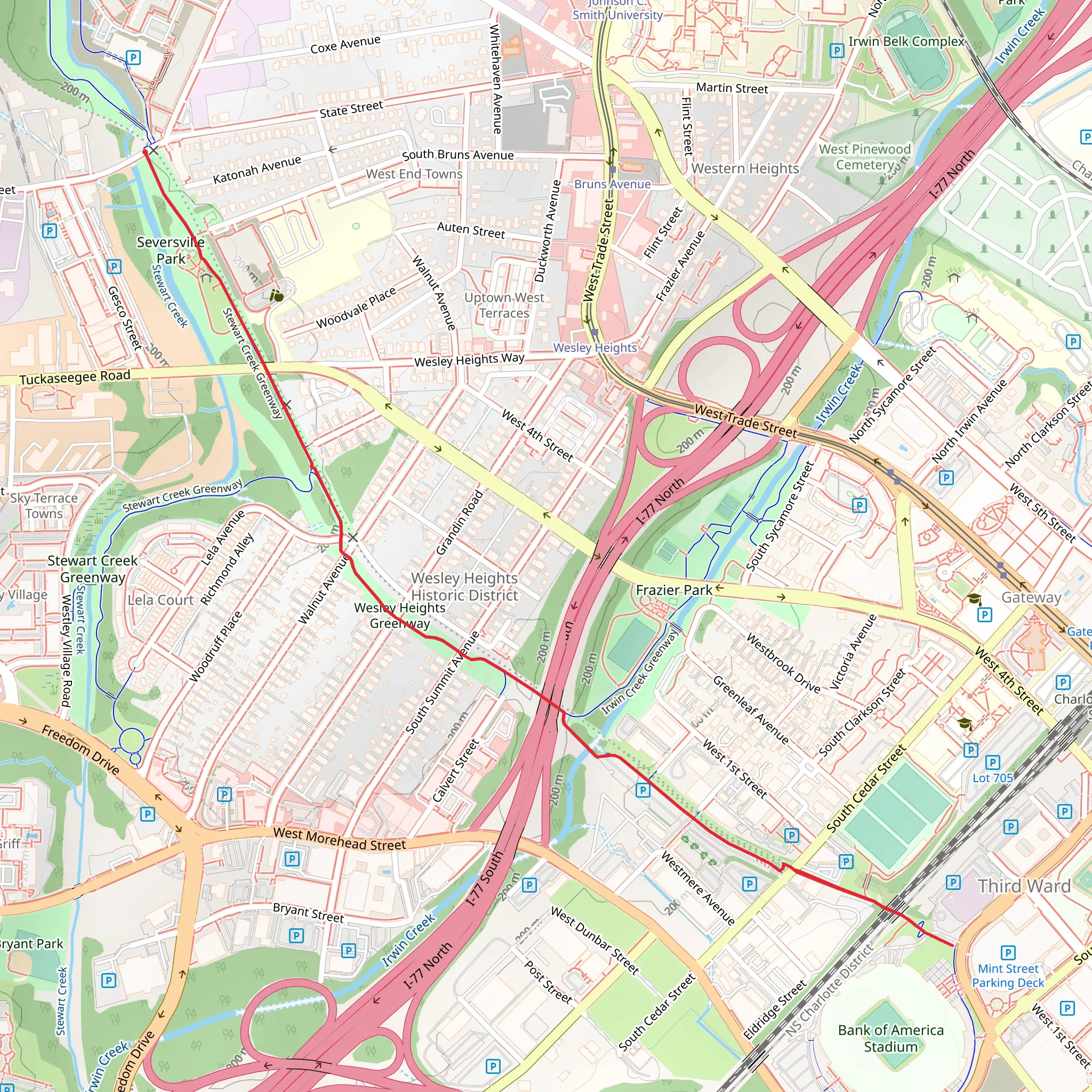 Stewart Creek and Wesley Heights Greenway mobile static map