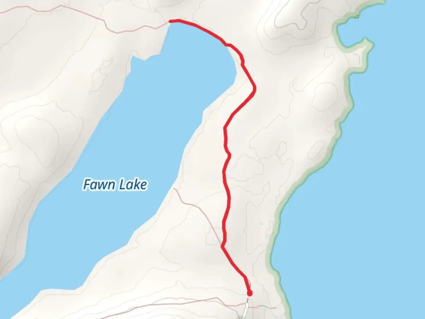 An image depicting the trail Fawn Lake Trail and its surrounding area.