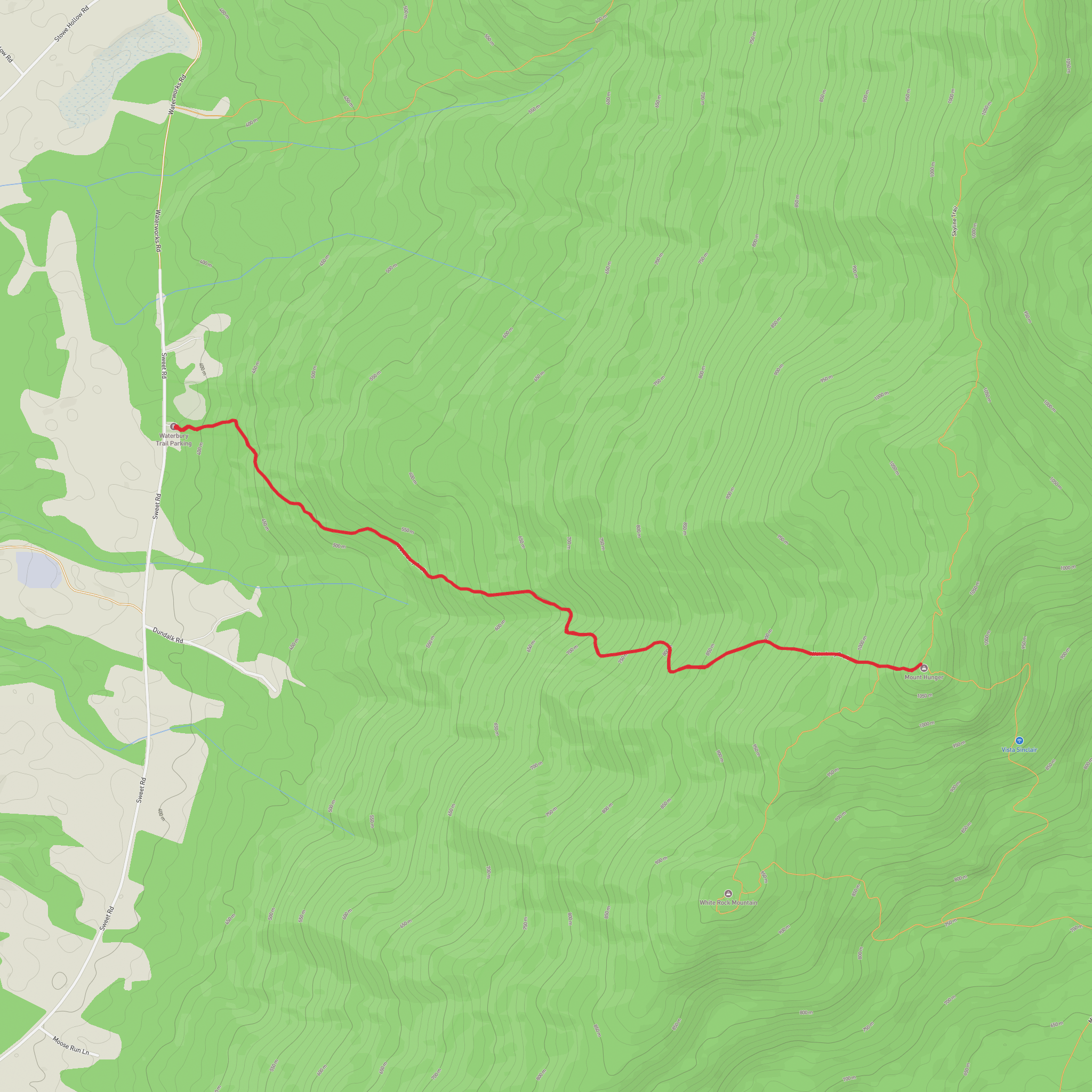 Mount Hunger via Waterbury Trail mobile static map