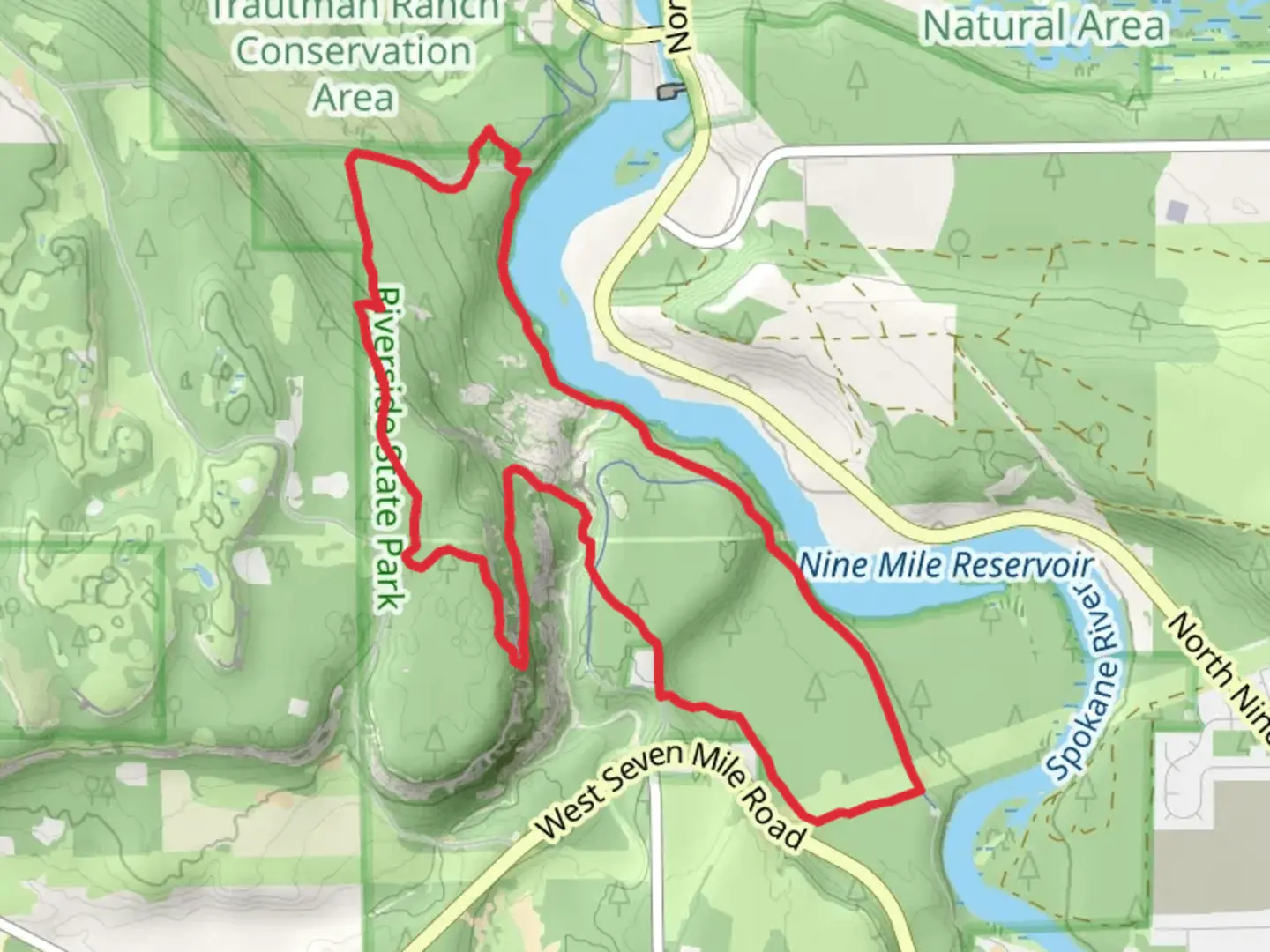 An image depicting the trail Trail 25 and Trail 401 Loop and its surrounding area.