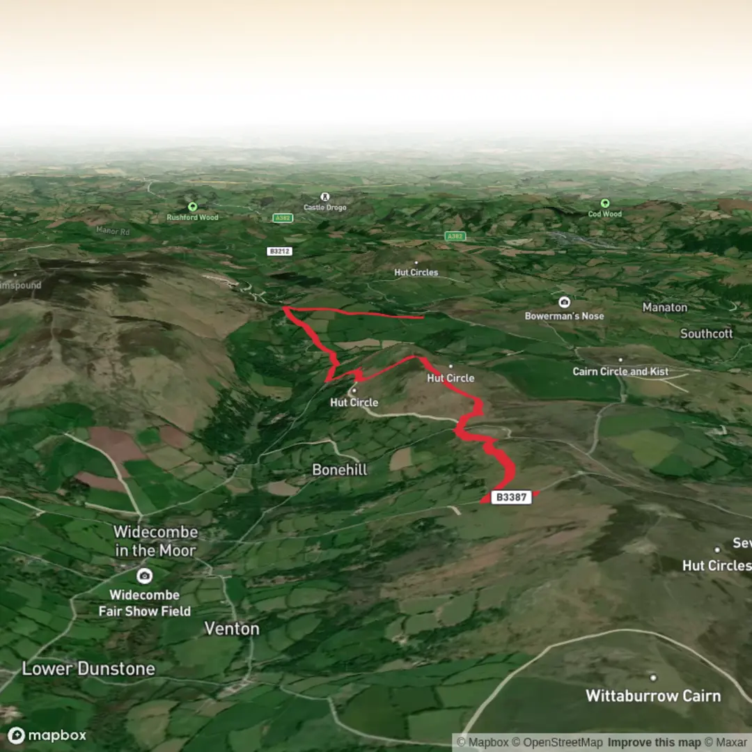 An image depicting the trail Bonehill honeybag and jays grave and its surrounding area.