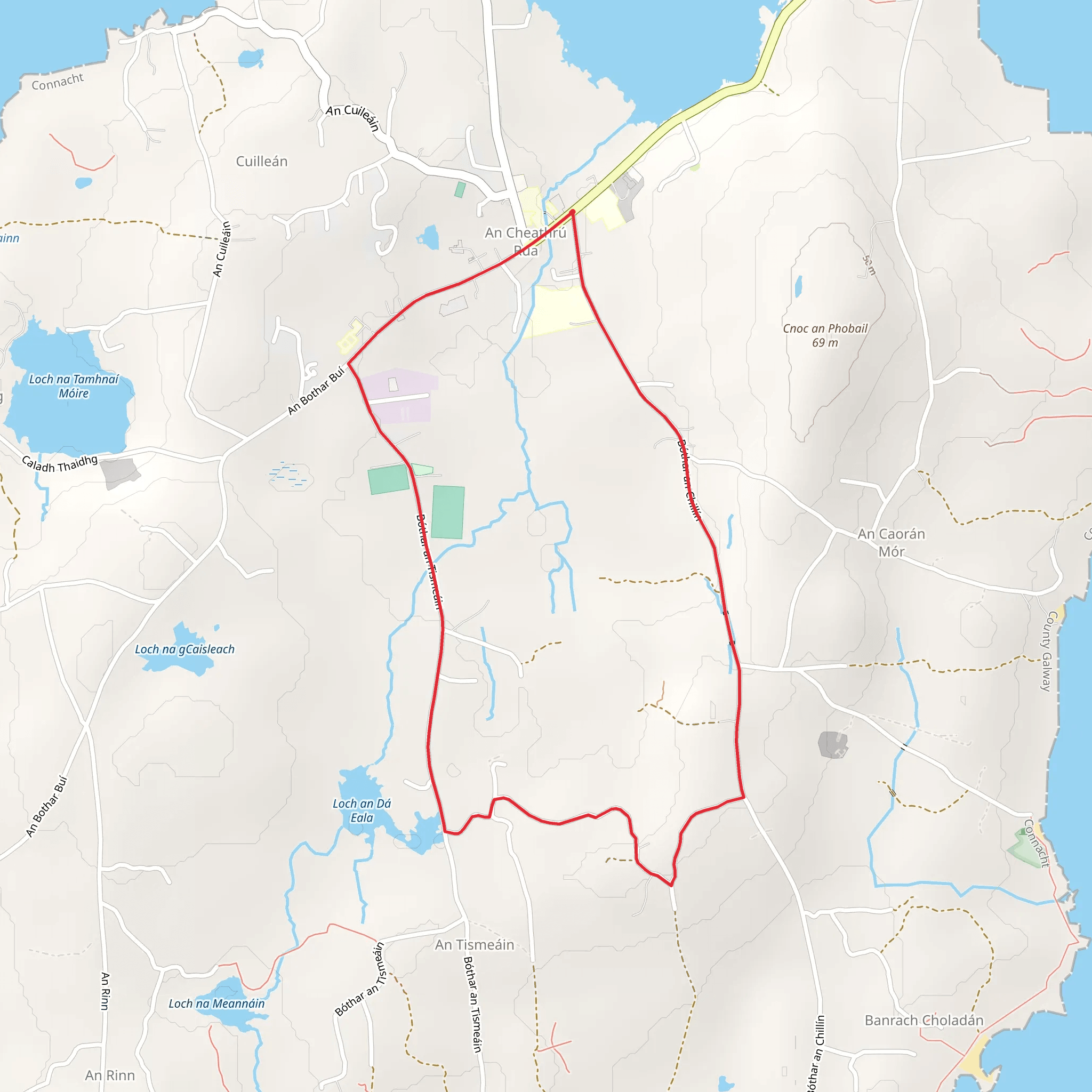 Siuloidi na Ceathrun Rua - Trail 3 An Fhaithche mobile static map