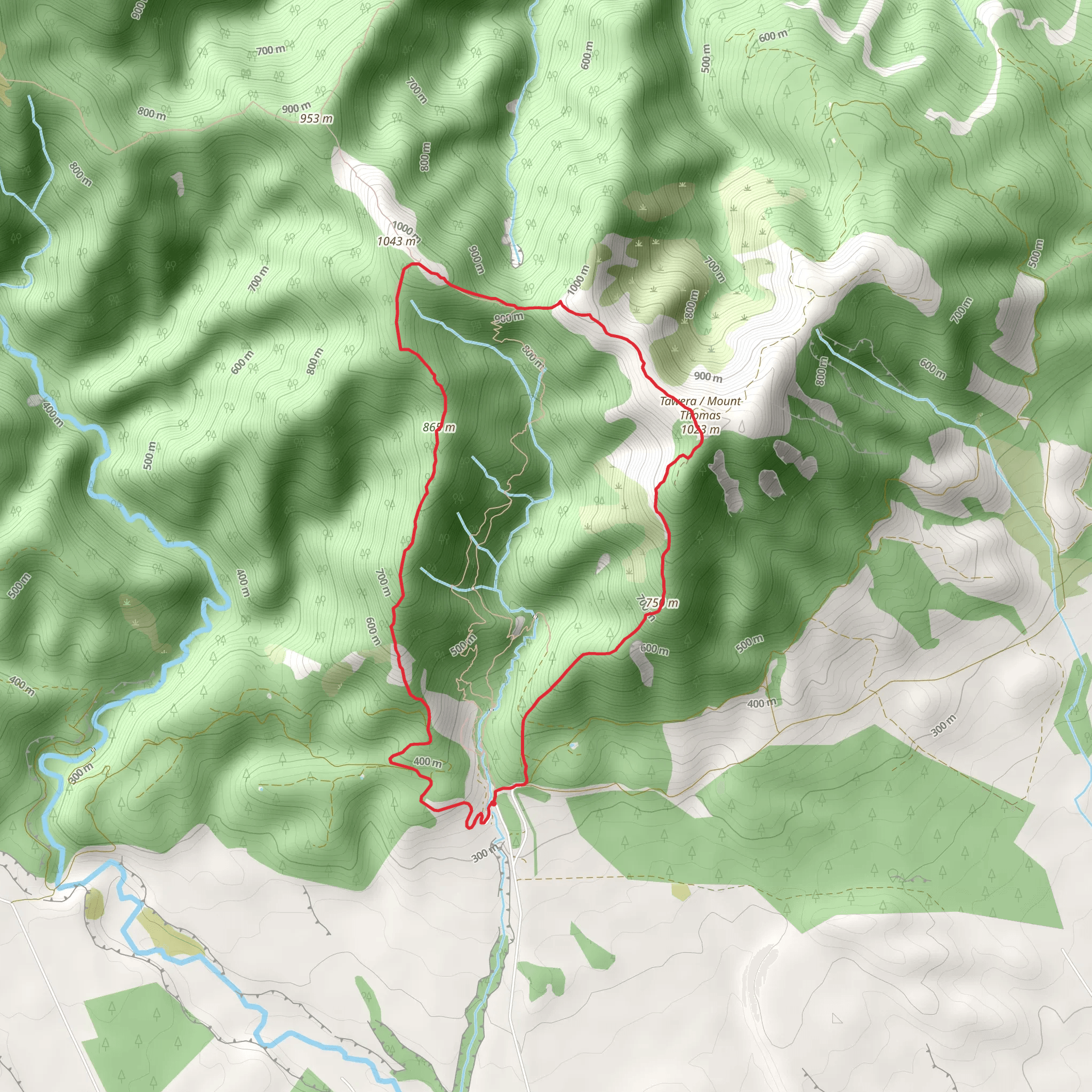 Mount Thomas Loop via Summit and Ridge Tracks mobile static map