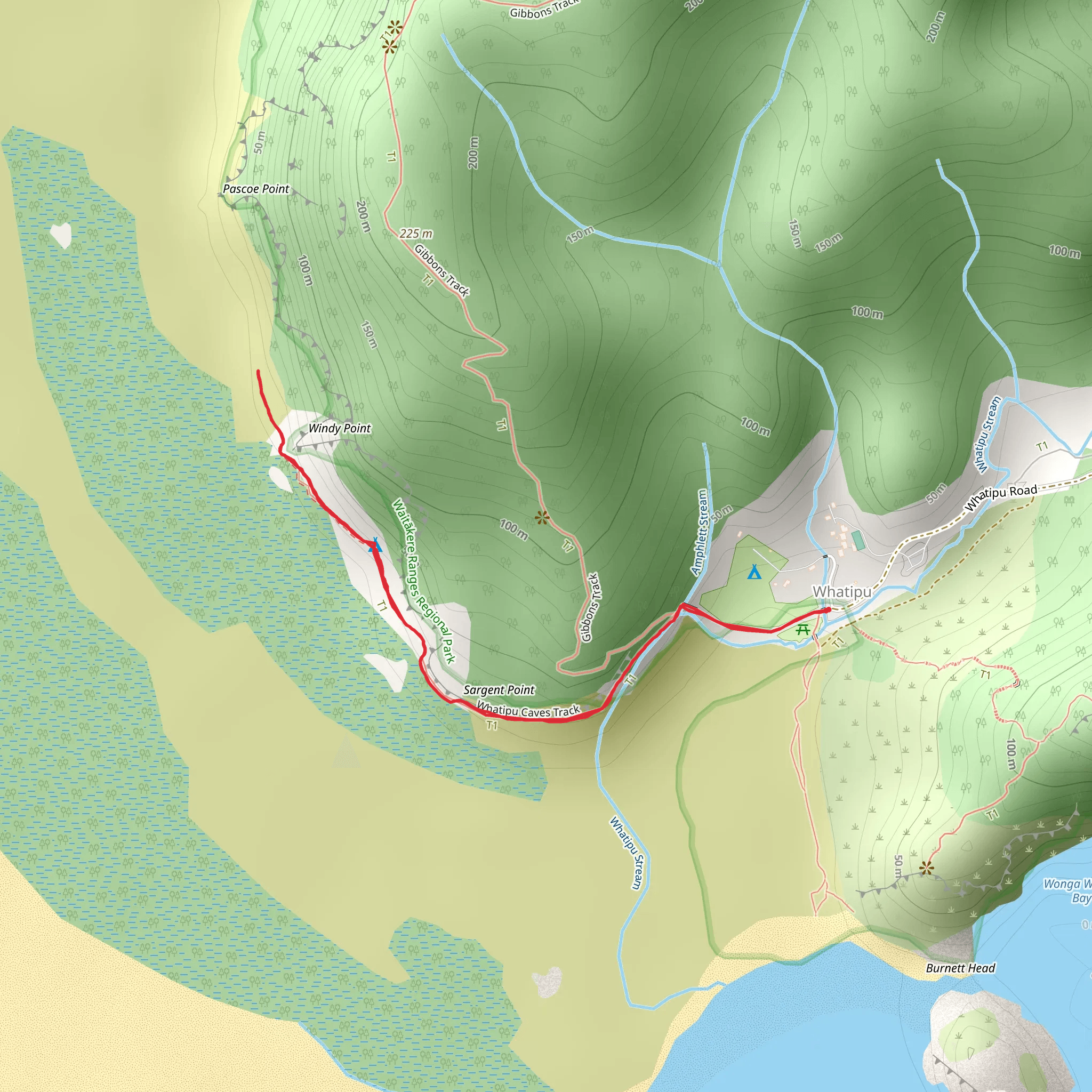 Whatipu Caves Track mobile static map