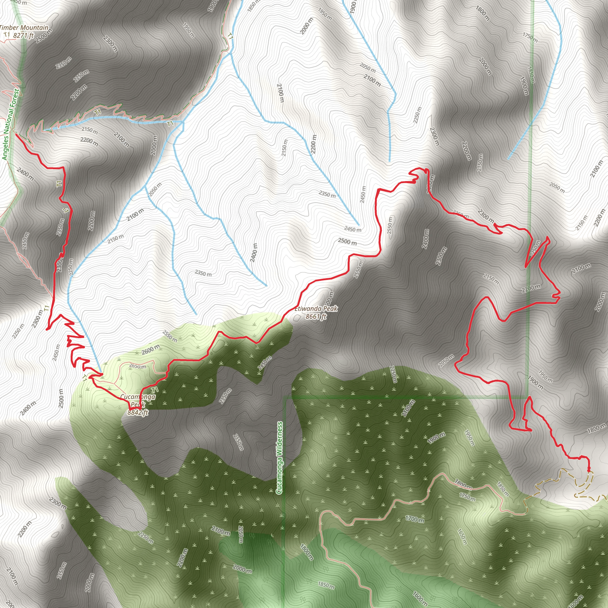 Cucamonga Peak Trail mobile static map