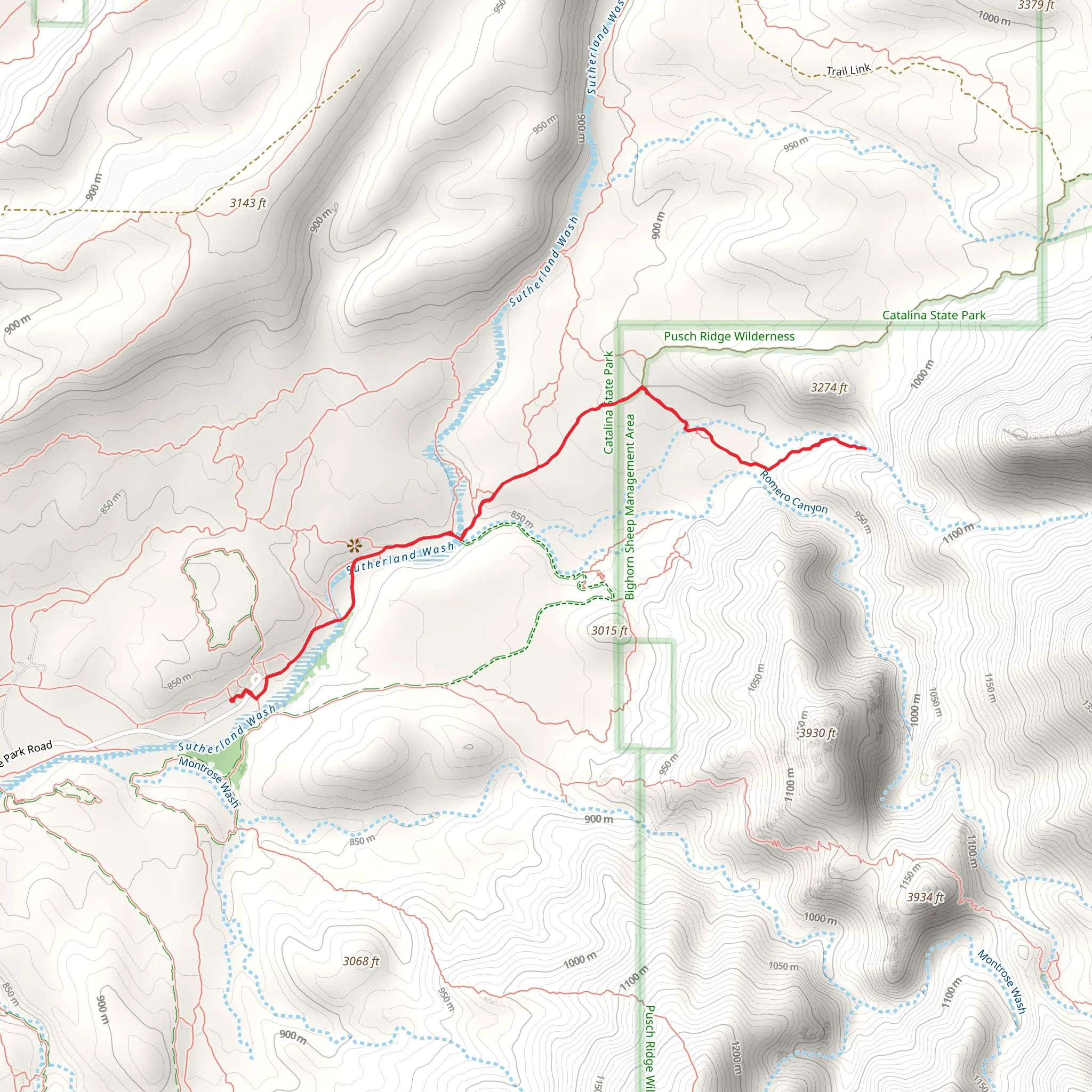 Sutherland Trail and Romero Canyon mobile static map
