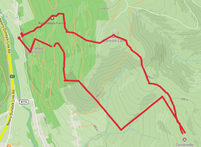 Ravensdale, Mast, Cairn, Cadgers Pass, Follies, Ravensdale mobile static map