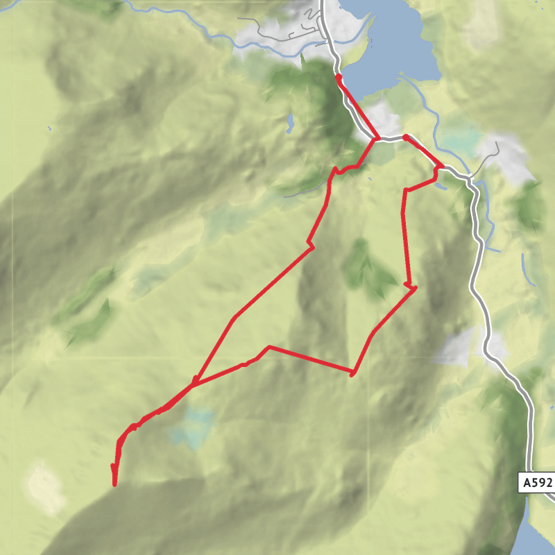 A map preview of the recording Hike on Arnison crag, St Sundays crag and Birks circular.